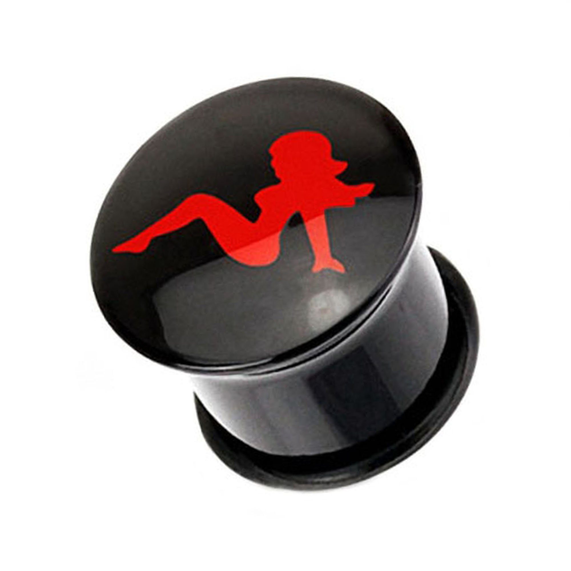 Taffstyle Plug Piercing Logo Single Flared Schwarz Sexy Woman Rot, Plug Flesh Tunnel Ohrpiercing Logo Single Flared Schwarz Sexy Woman