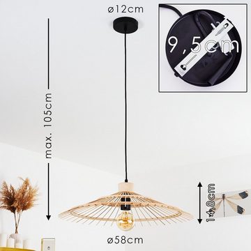 hofstein Deckenleuchte Retro Hänge Pendel Lampen runde Rattan Küchen Schlaf Wohn Ess Zimmer