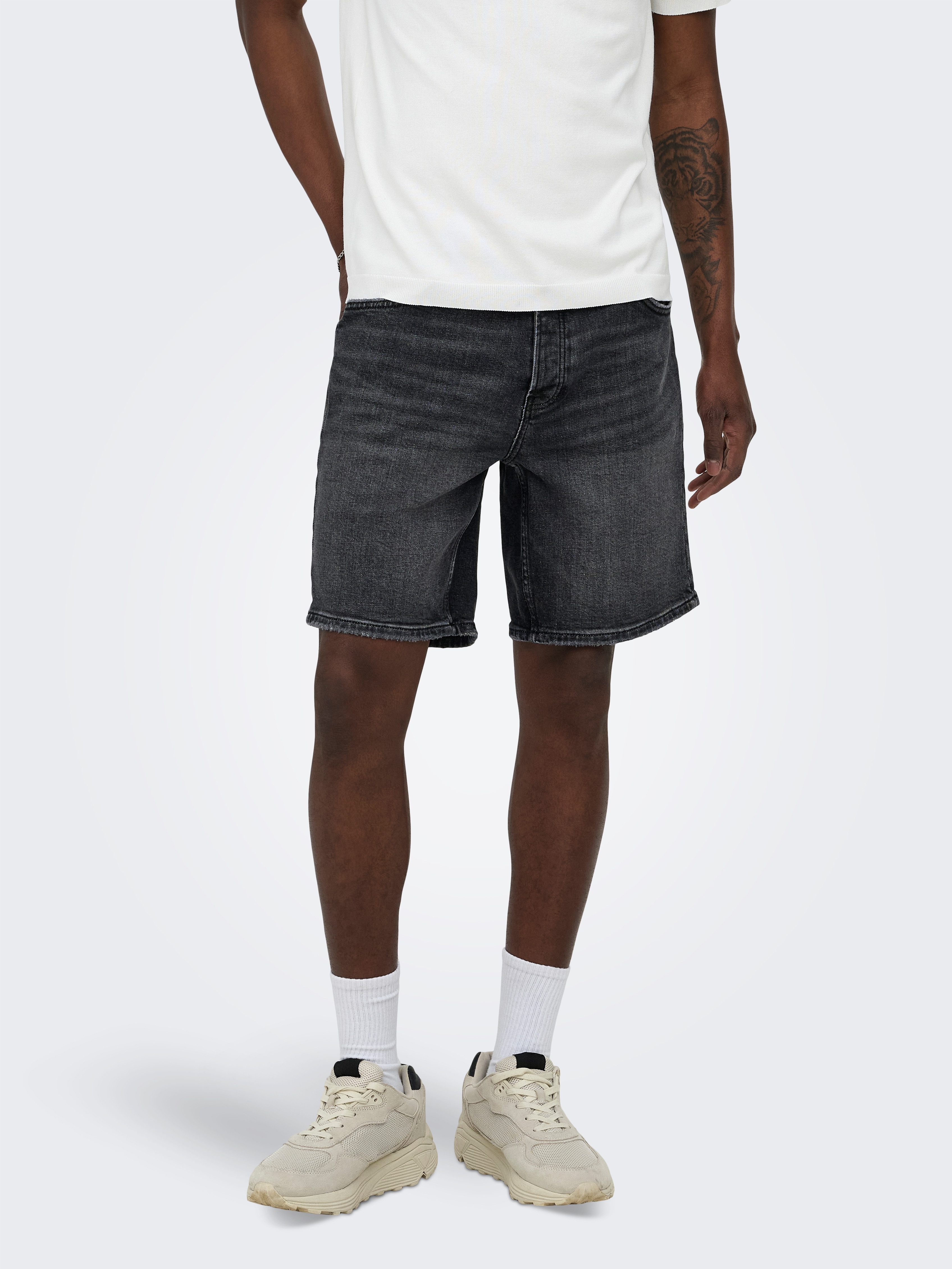 ONLY & SONS Jeansshorts ONSEDGE PERF WB 6968 DOT DNM SHORTS NOOS Baumwollmischung, straight fit
