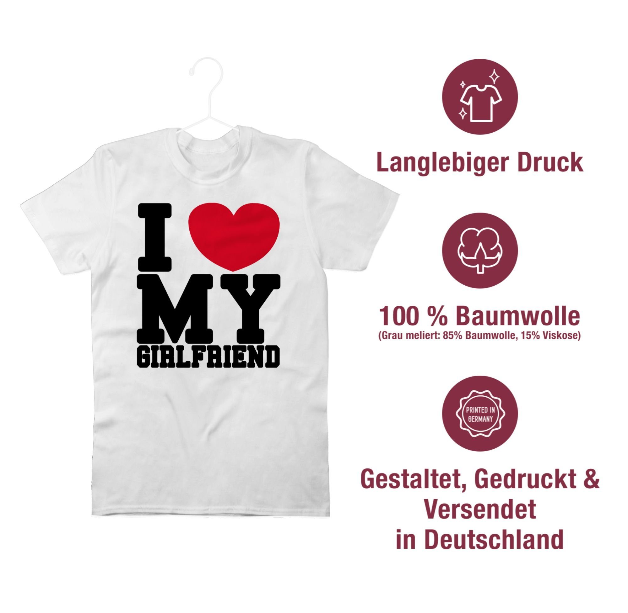 I 1 Ich my liebe meine - my GF Geschenk Girlfriend Valentinstag Freundin Love T-Shirt love Partner Weiß Liebe Shirtracer