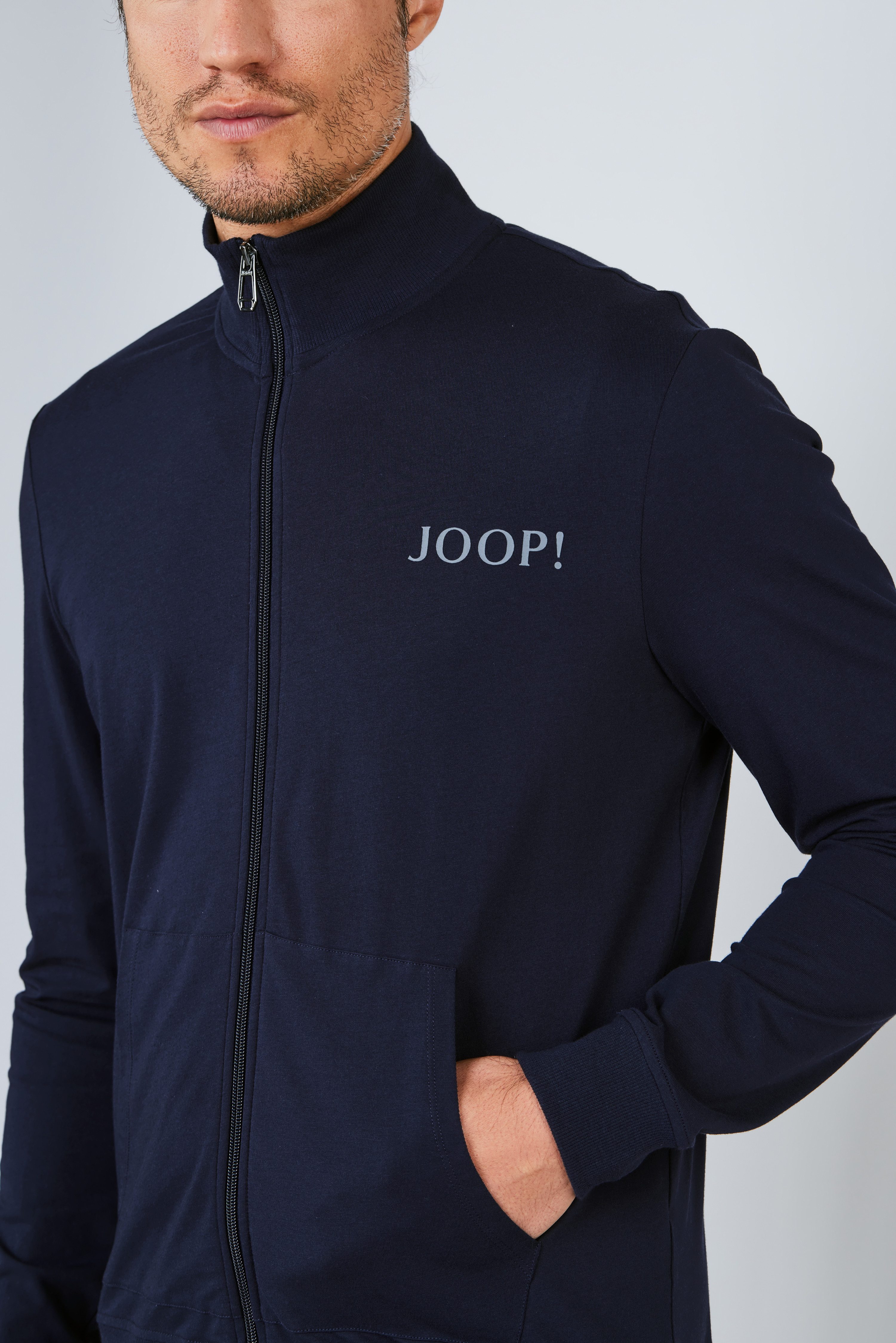 JOOP! Sweatjacke Comfort Stehkragen, Regular Fit, geteilte Kängurutaschen, langärmelig