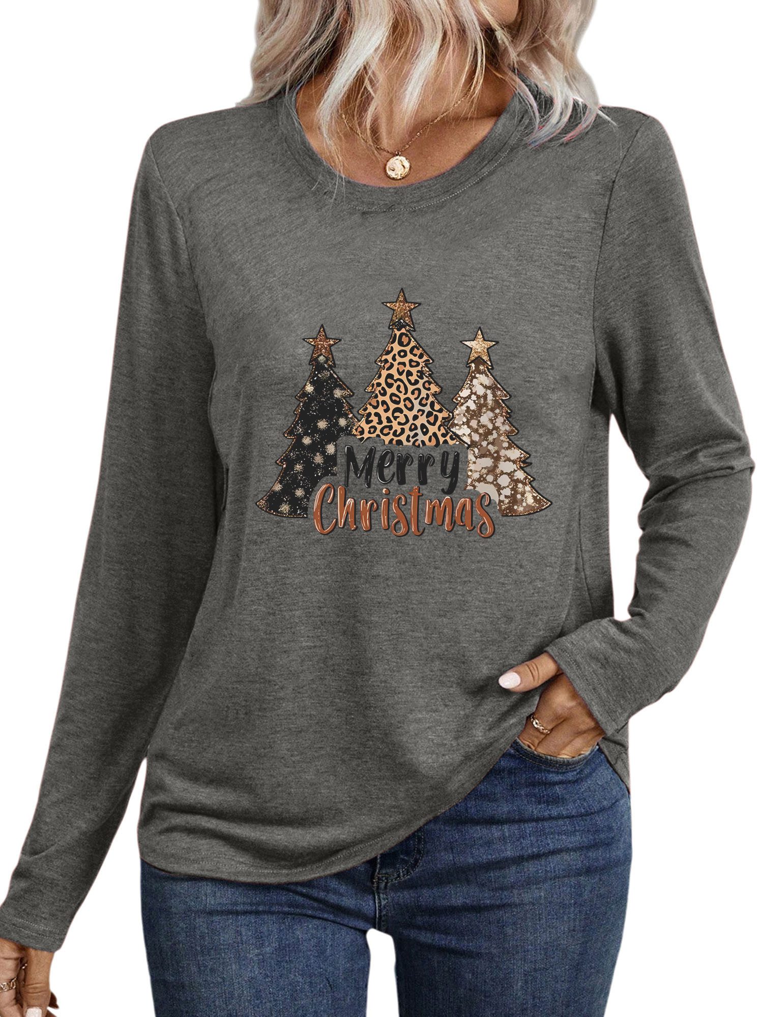 PYLIKE Rundhalsshirt Damen festlich Langarm mit Weihnachten Druck bequemes günstig online kaufen