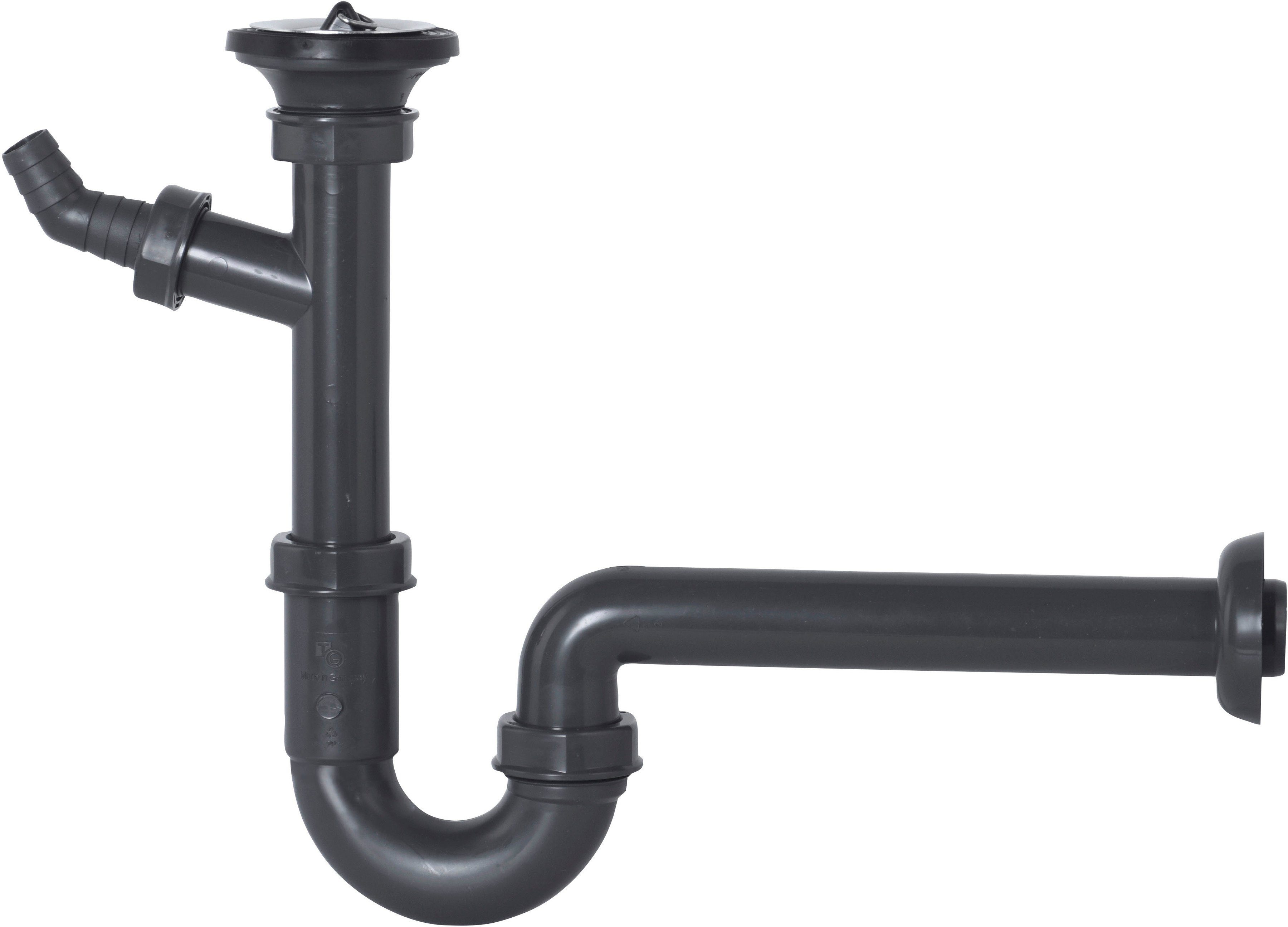 CORNAT Siphon 1 1/4 Zoll x 32 mm - Mit Geräteanschluss & Ablaufventil, Hergestellt aus recycelten Kunststoffen - Made in Germany Qualität