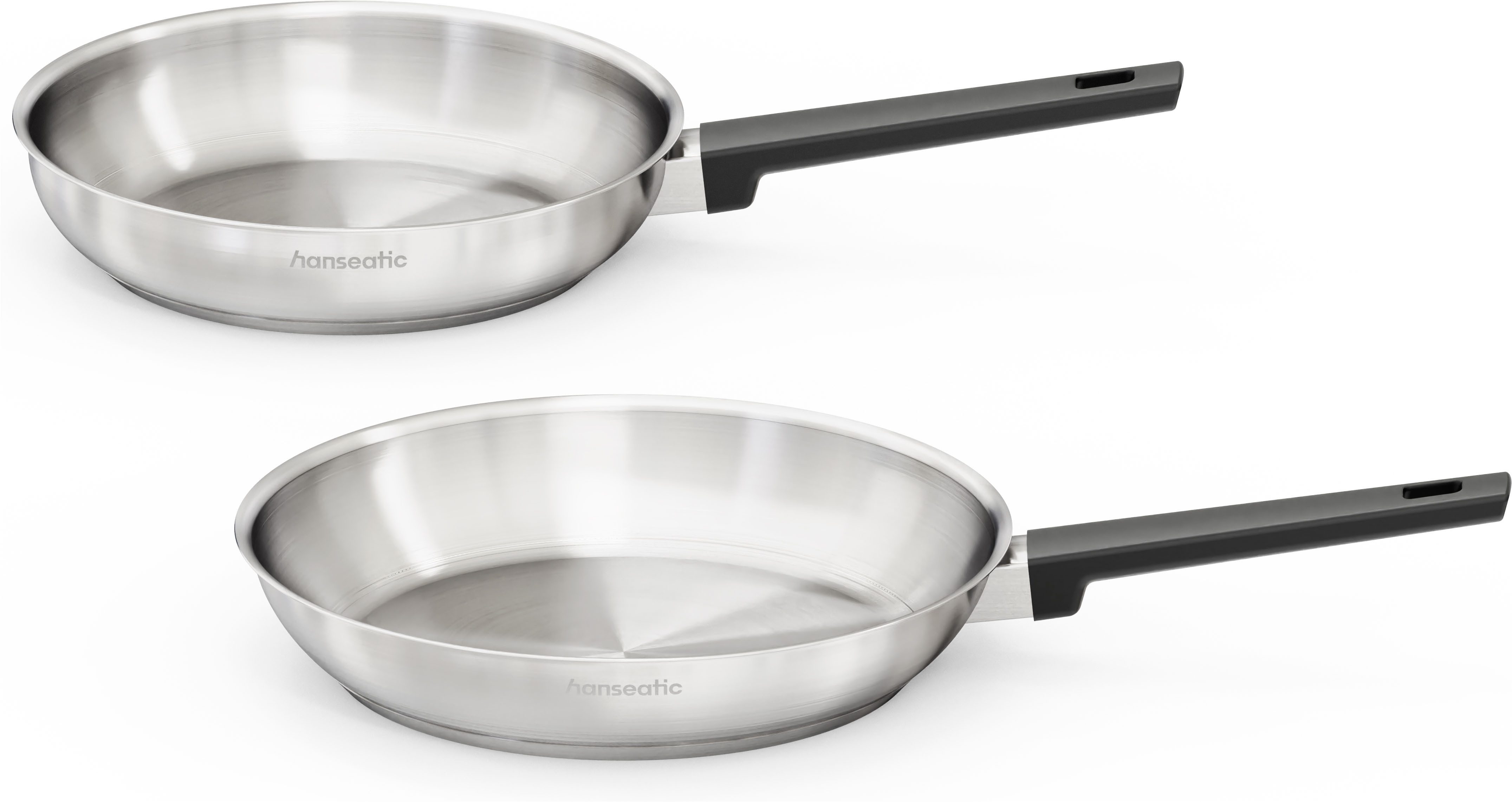 Hanseatic Pfannen-Set SMART, Edelstahl 18/10 (Set, 2-tlg., 1x Pfanne Ø 24 cm und 28 cm), ohne Beschichtung, energiesparend, für alle Herdarten, inkl. Induktion