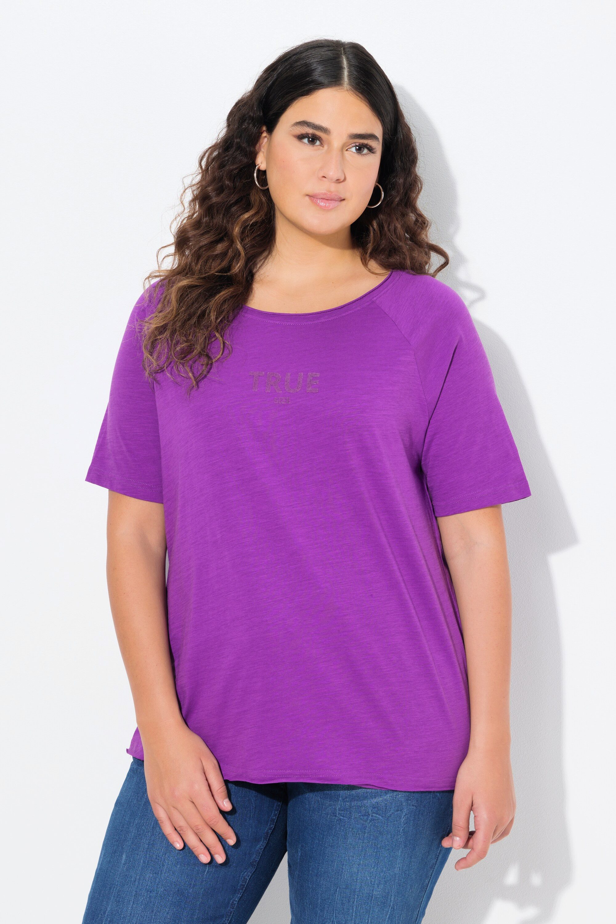T-Shirt Shirt Ringel Rundhals Halbarm offenkantig