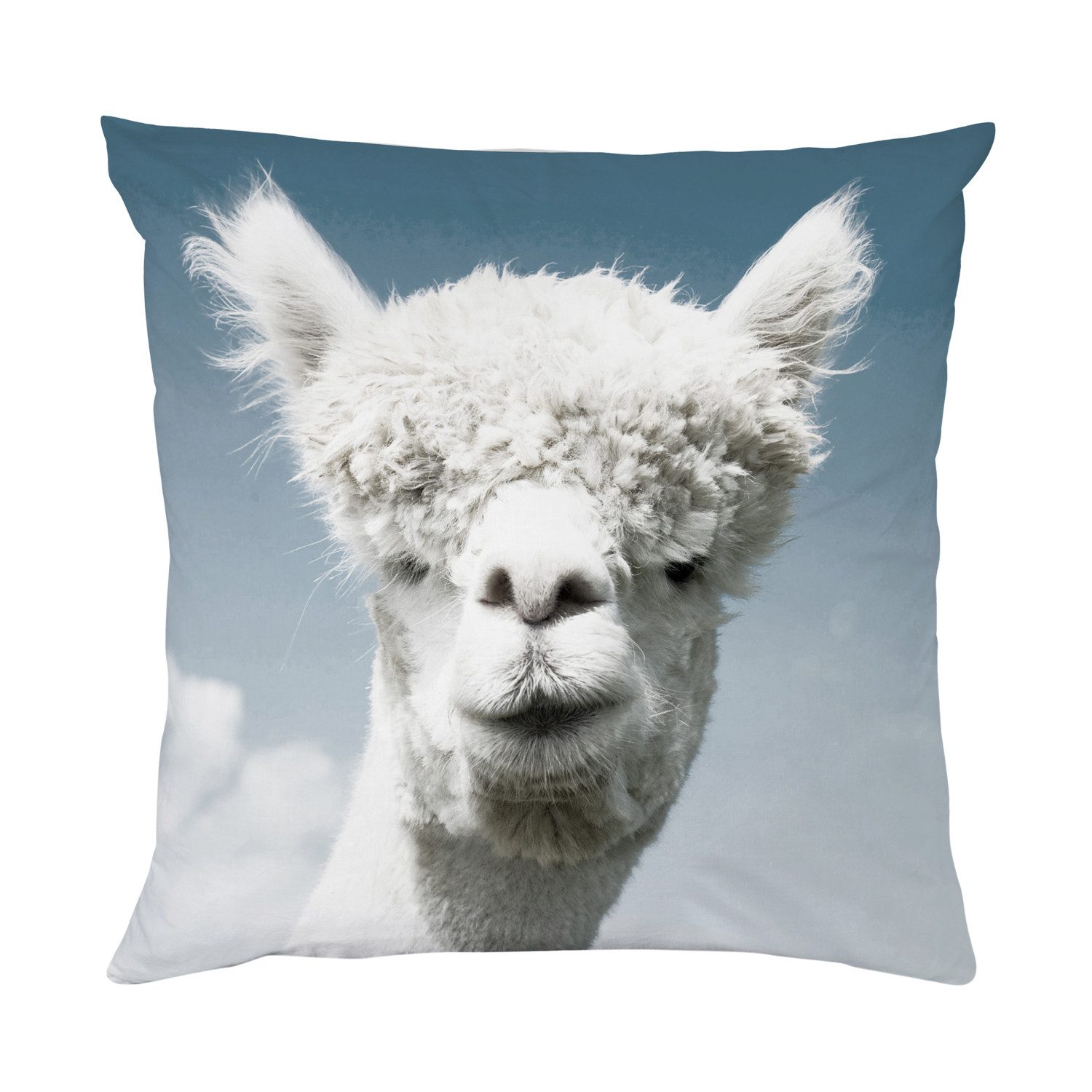queence Dekokissen Alpaka, Kissenhülle mit HD Premium Druck, geruchsneutral, 40x40cm