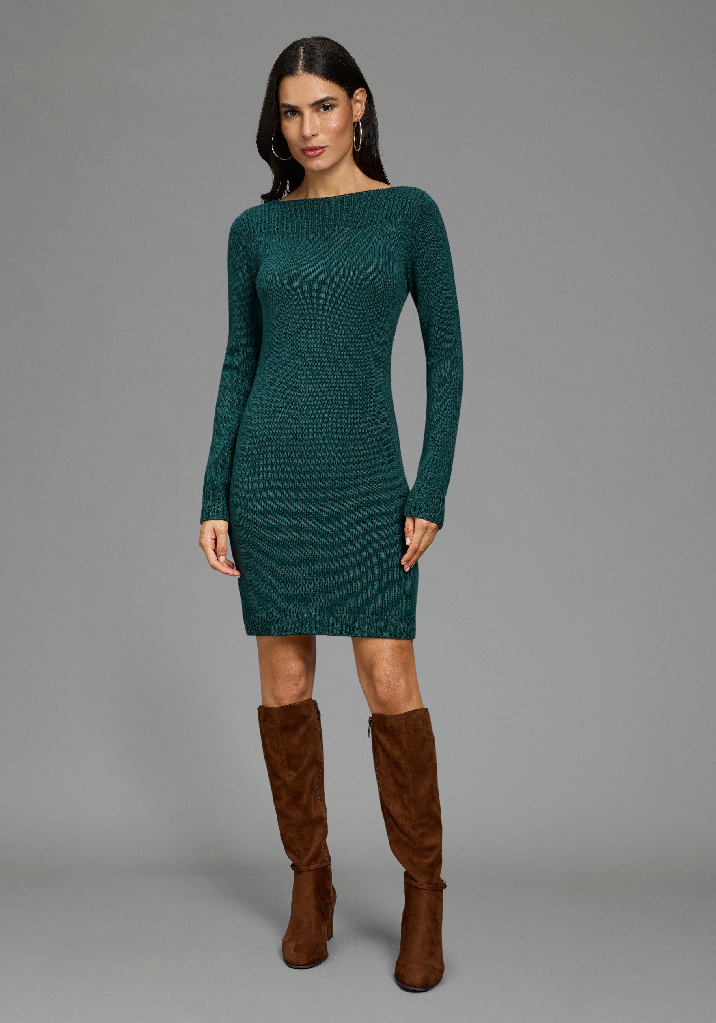 Laura Scott Strickkleid mit figurumspielender Passform in Grobstrick-Optik, aus Baumwoll-Mix