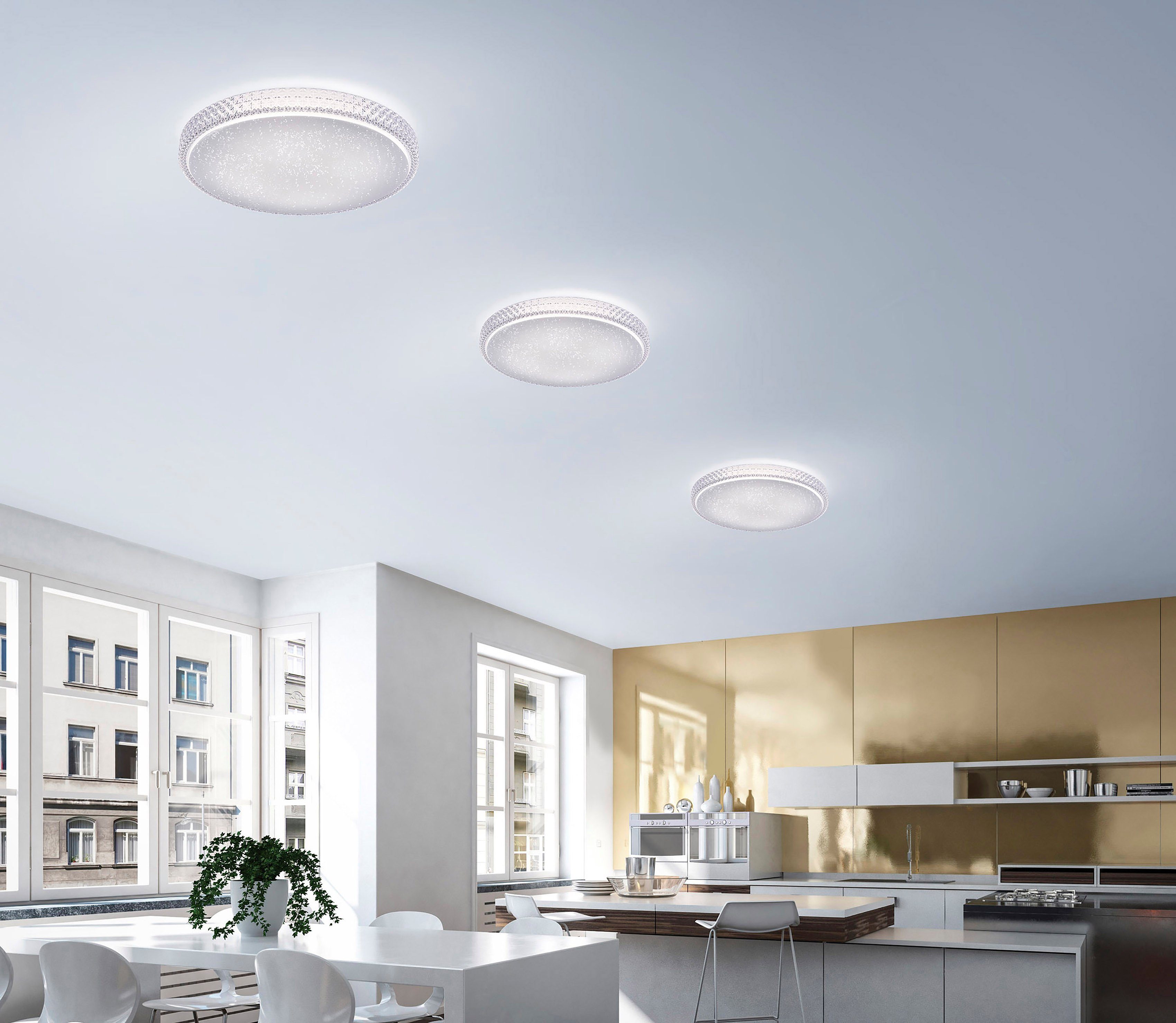 JUST LIGHT Deckenleuchte FRIDA, Memory, nach Trennung vom Netz, LED fest integriert, Neutralweiß, Tageslichtweiß, warmweiß - kaltweiß, LED, CCT-tunable white, Serienschalter, Memory, nach Trennung vom Netz