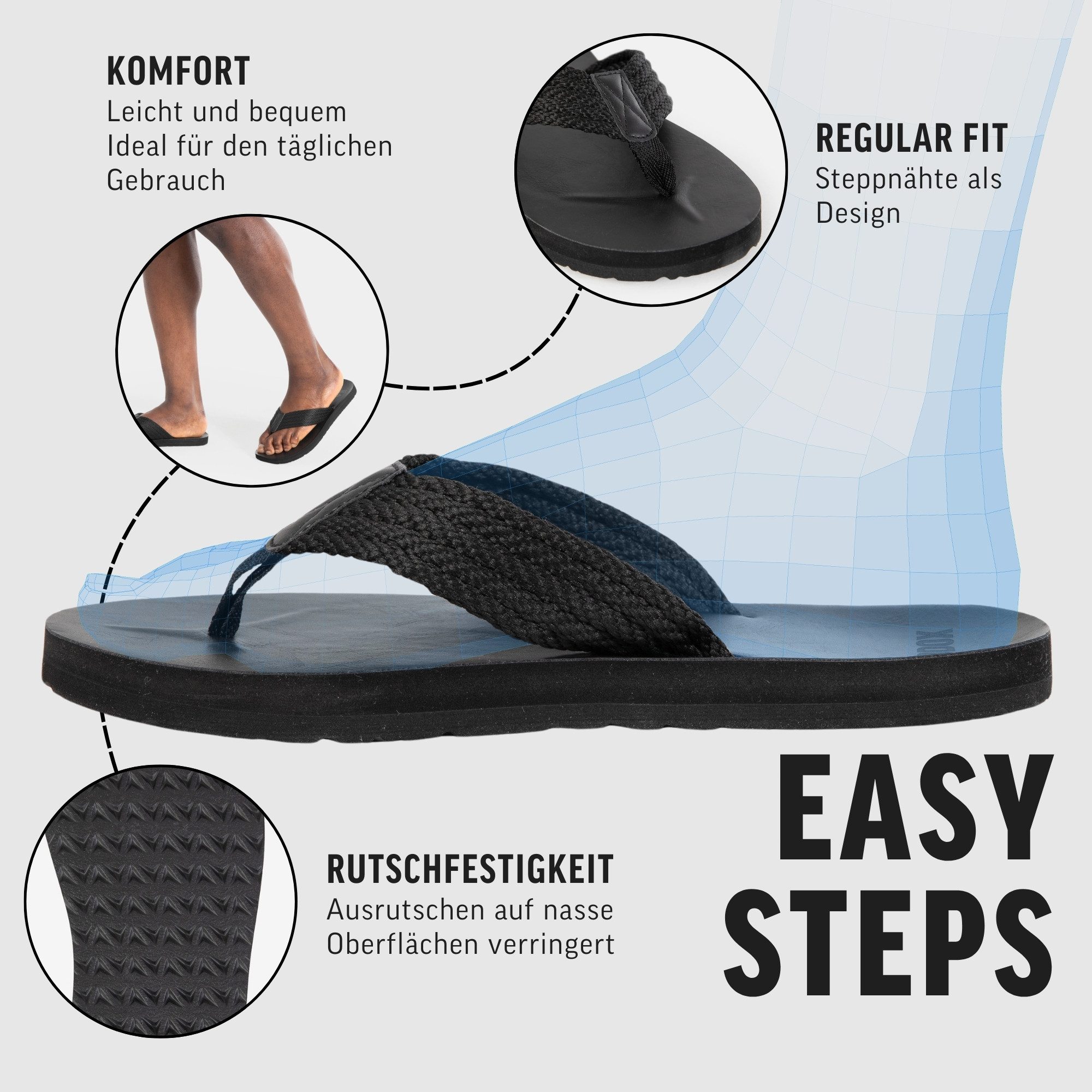 Smilodox Alexi, Flip Flops, Rutschfeste Badeschuhe, Leichte, Weiche Hausschuhe Schlappen Sommer Slippers Pantoletten, Anpassunsgsfähige Strand Indoor-Outdoor