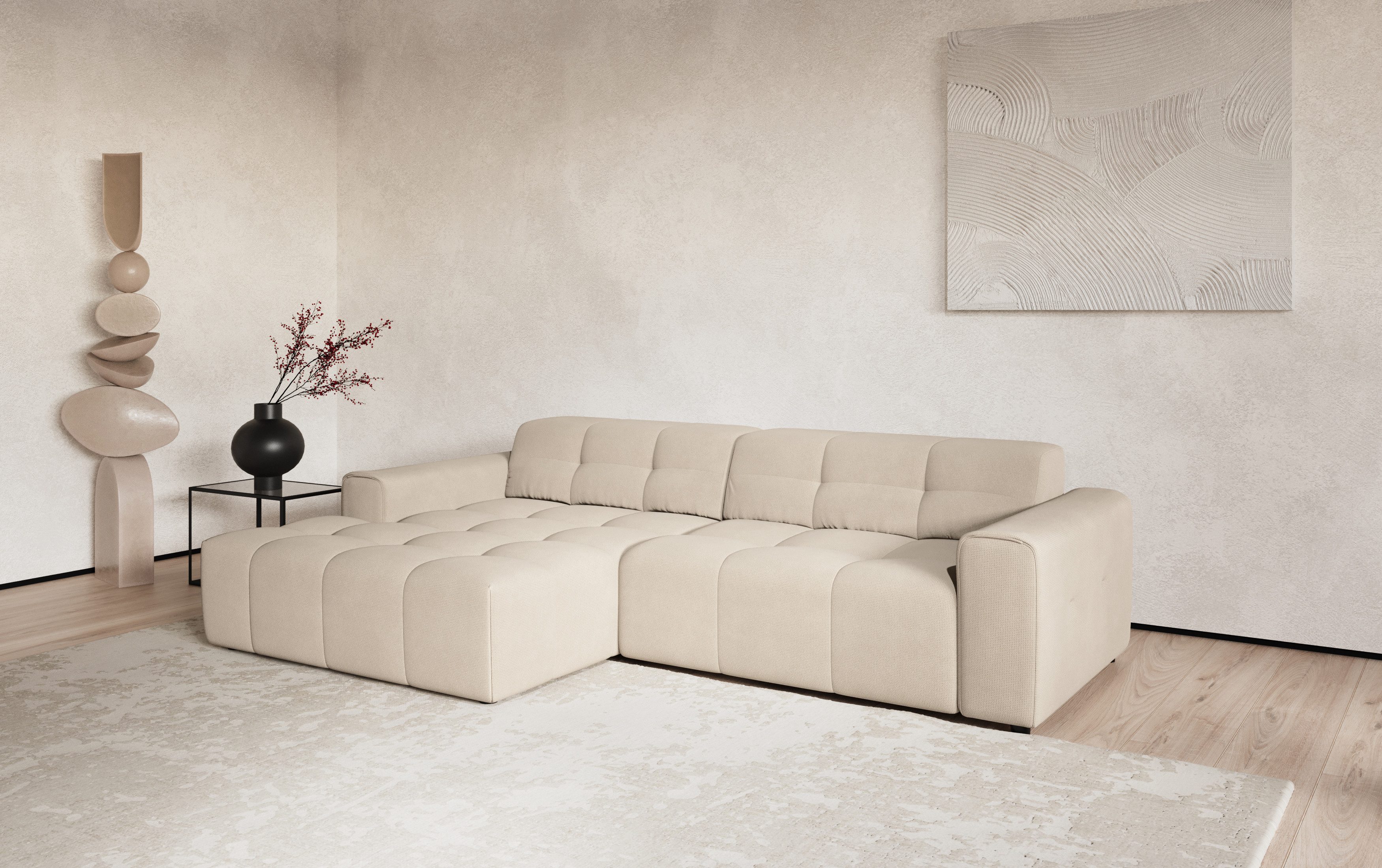 COTTA Ecksofa Sento L-Form, Breite 280 cm, Chenille-Struktur