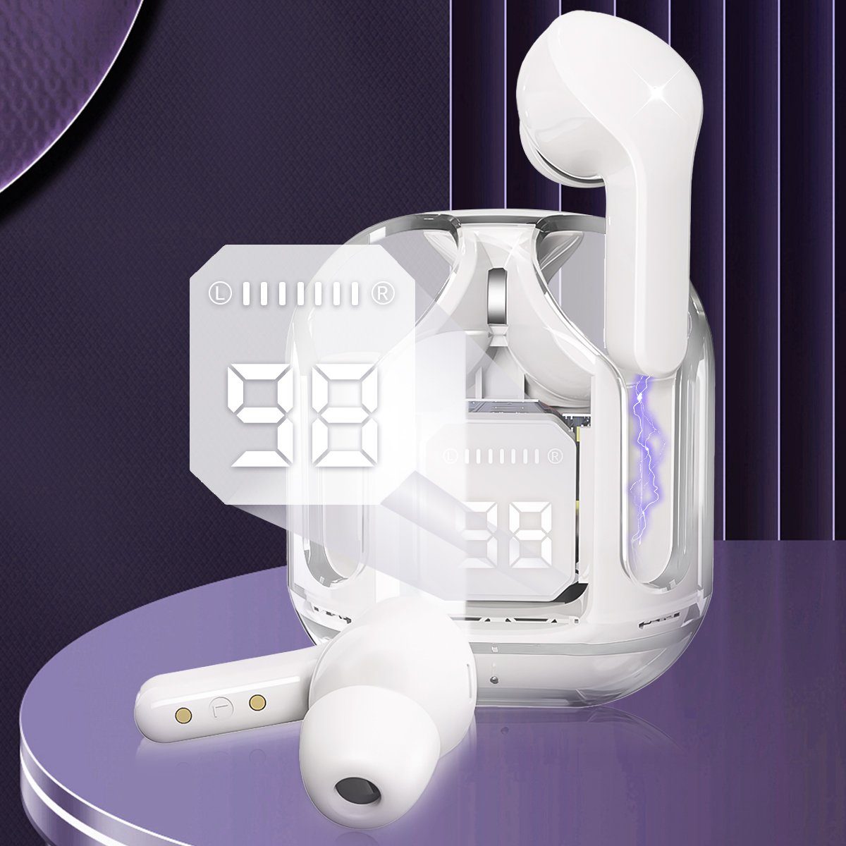 MOOHO Bluetooth Kopfhörer, Kabellose In-Ear-Kopfhörer Bluetooth-Kopfhörer (Noise Cancelling, Bluetooth 5,3, TWS Kopfhörer Wireless Kopfhörer Earbuds Headphones) Weiß