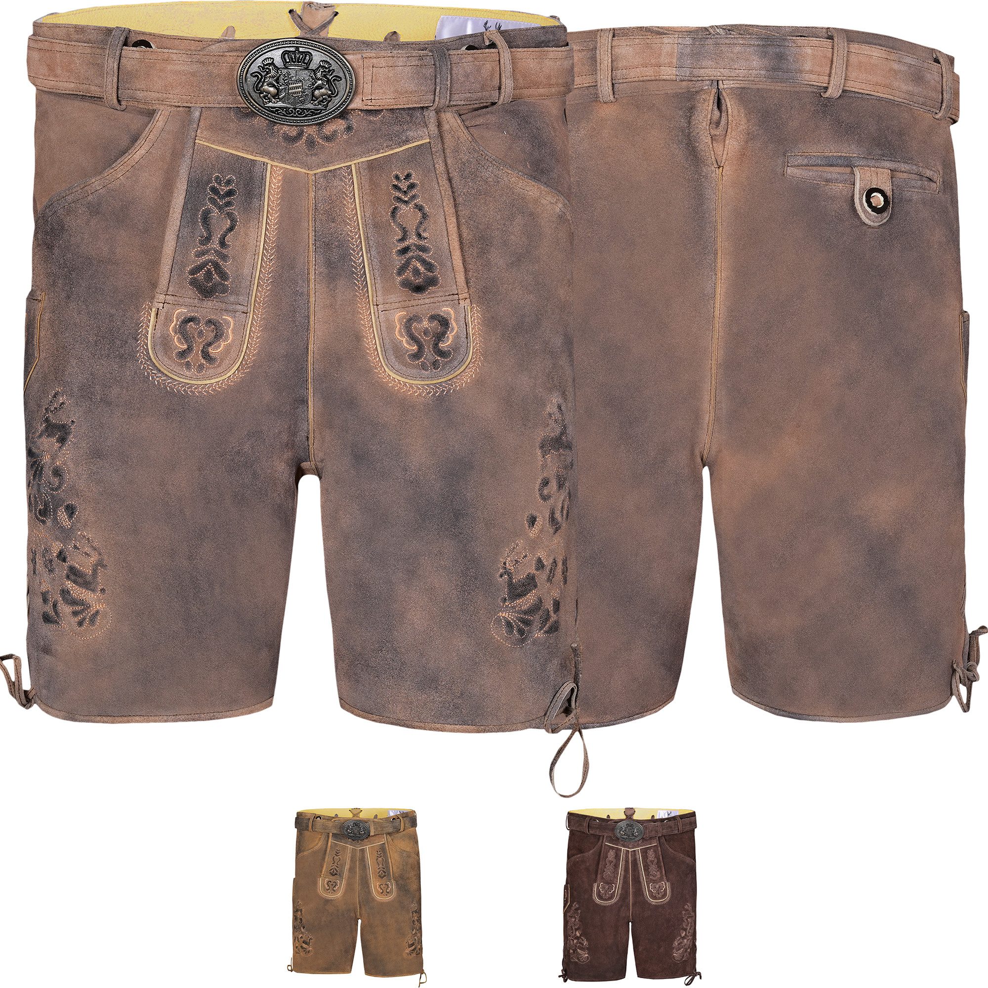 German Wear Trachtenlederhose GW722 kurze Lederhosen Hans 100% Nappa-Wildle günstig online kaufen