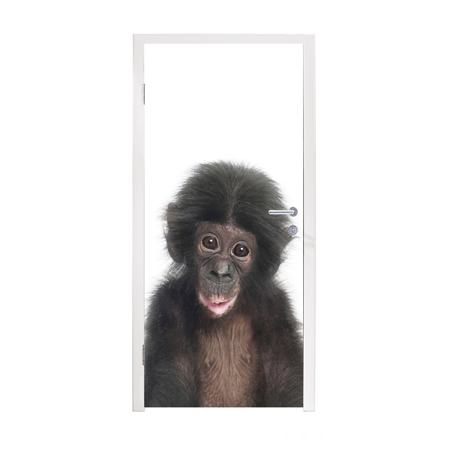 MuchoWow Türtapete Affe - Tiere - Natur - Schimpanse, Matt, bedruckt, (1 St), Fototapete für Tür, Türaufkleber, 75x205 cm