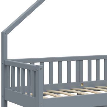 VitaliSpa® Hausbett Kinderbett Spielbett Noemi 80x160cm Anthrazit Rausfallschutz