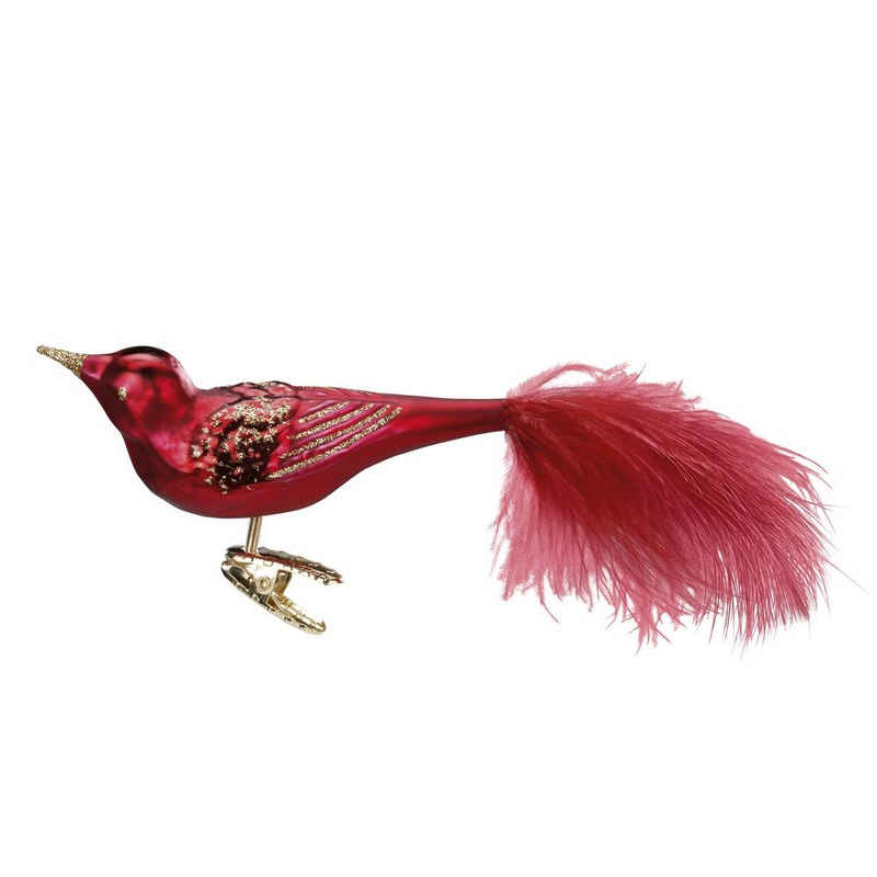 INGE-GLAS® Christbaumschmuck Festive Bird 11 cm - En Rouge - 1 Stück (1-tlg)