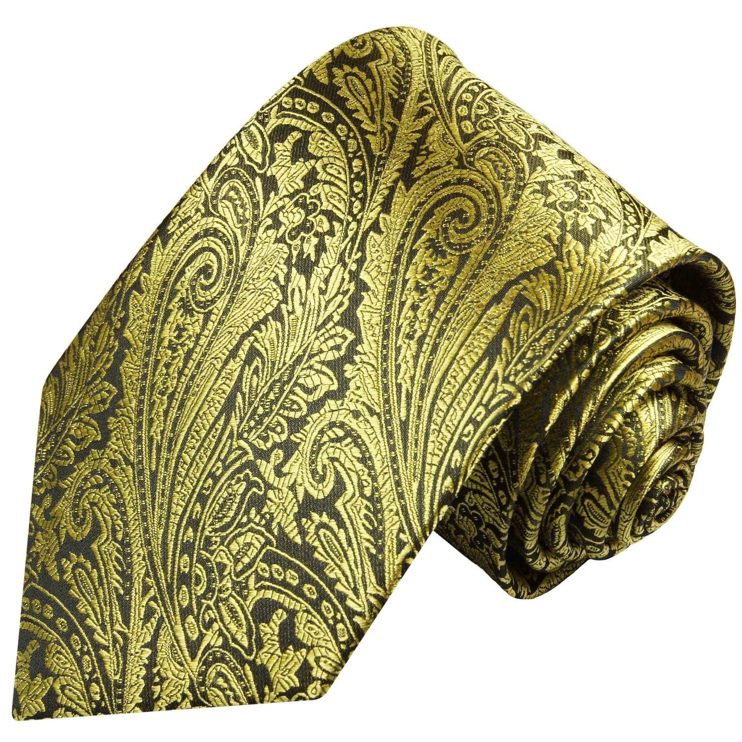 Paul paisley Schlips Breit floral schwarz Herren 100% Seide gold modern 358 Krawatte Seidenkrawatte (8cm), Malone