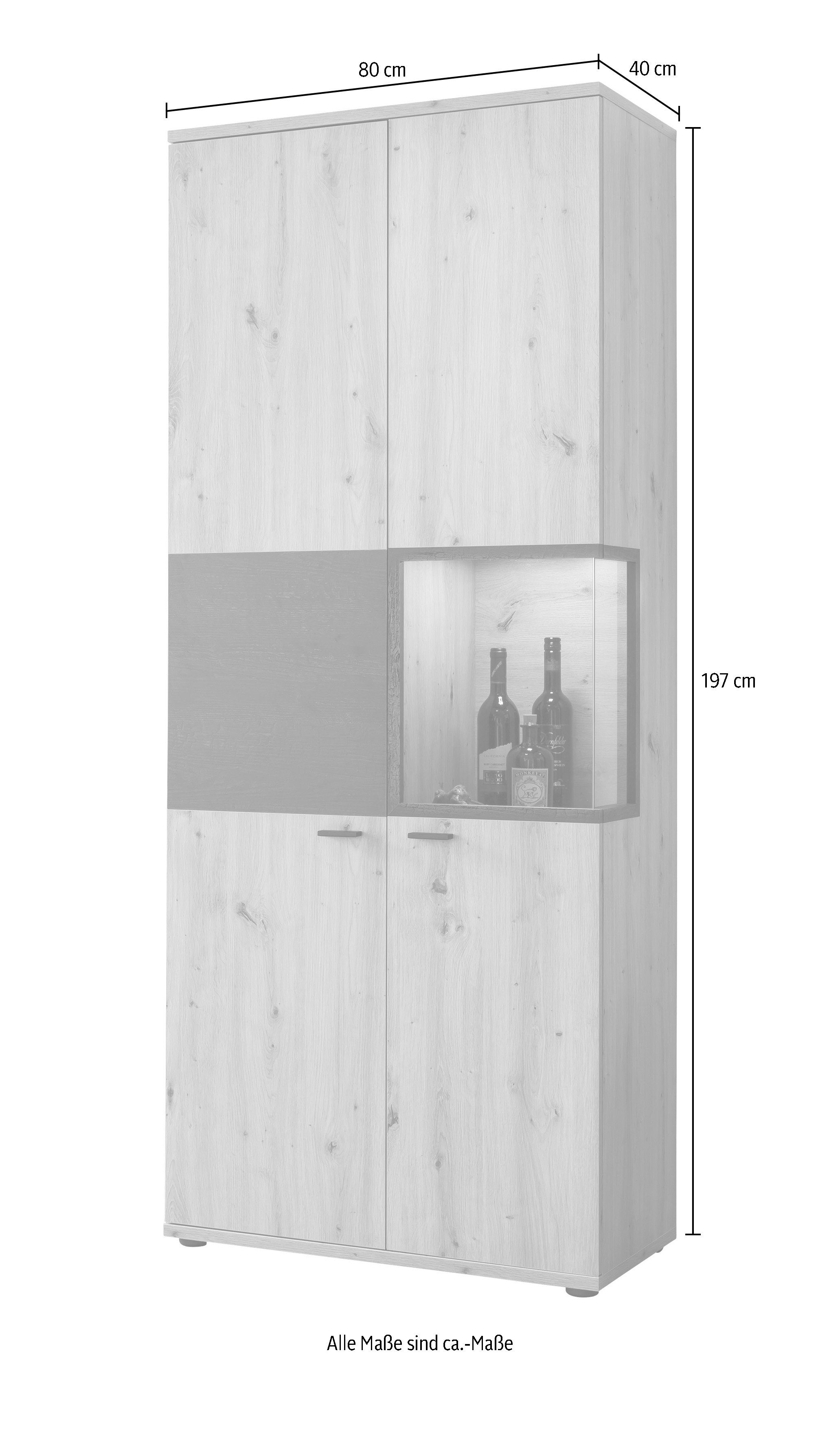 HELA Vitrine Atlanta Höhe 197 cm