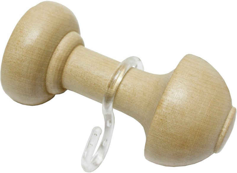 Schalhalter Schalhalter mit Haken, Holz, GARDINIA, Gardinen, (1-tlg), Serie Gardinenstangen-Set Lugano Classic Ø 28 mm