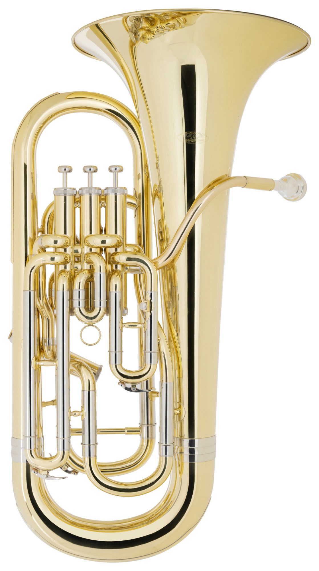 Classic Cantabile Euphonium EU-1131L Bb-Euphonium kompensiert mit 4 Edelstahl-Perinetventilen Bb, inkl. Koffer und Mundstück, kompensiert mit graviertem Schallbecher