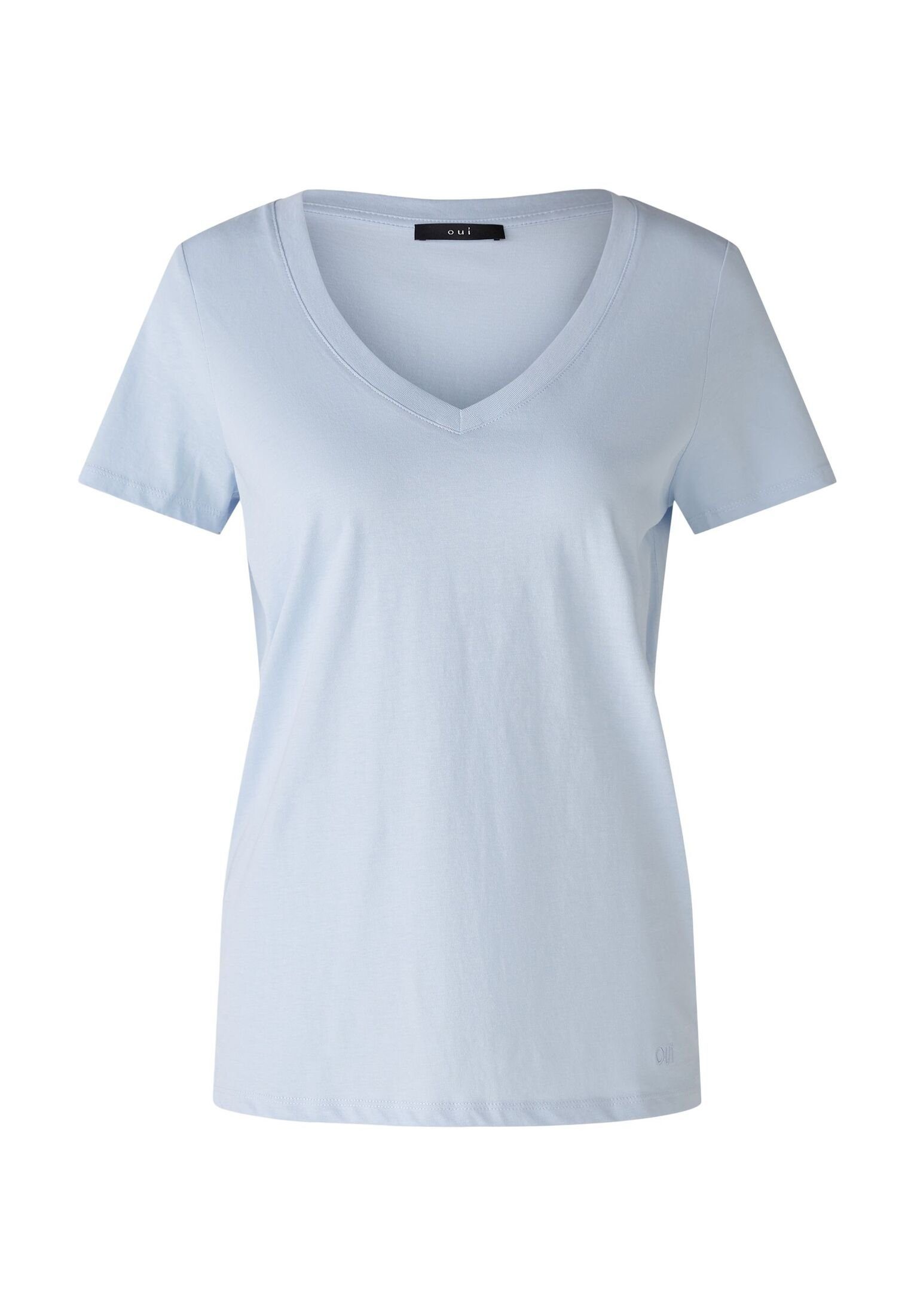 Oui T-Shirt T-Shirt CARLI 100% Bio-Baumwolle light blue