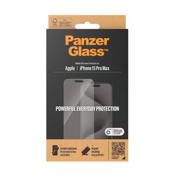 PanzerGlass Screen Protector Glass für iPhone 15 Pro Max, Displayschutzglas, Classic Fit
