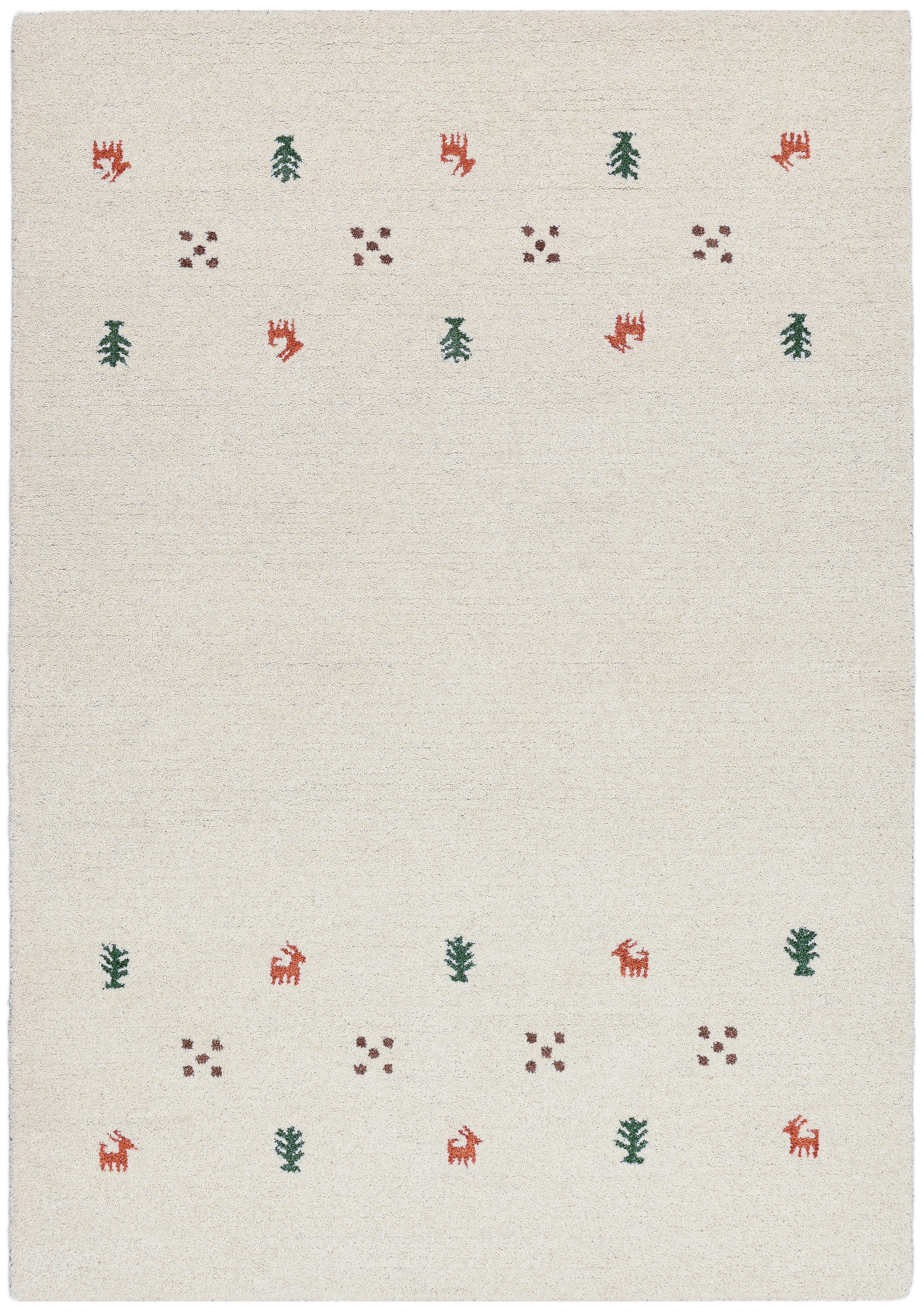 THEKO Wollteppich Gabbeh Motiv, Handgefertigt, Teppich, Tiermotiv, reine Wolle, rechteckig, Höhe: 14 mm, reine Wolle, Wohnzimmer, Schlafzimmer, Esszimmer