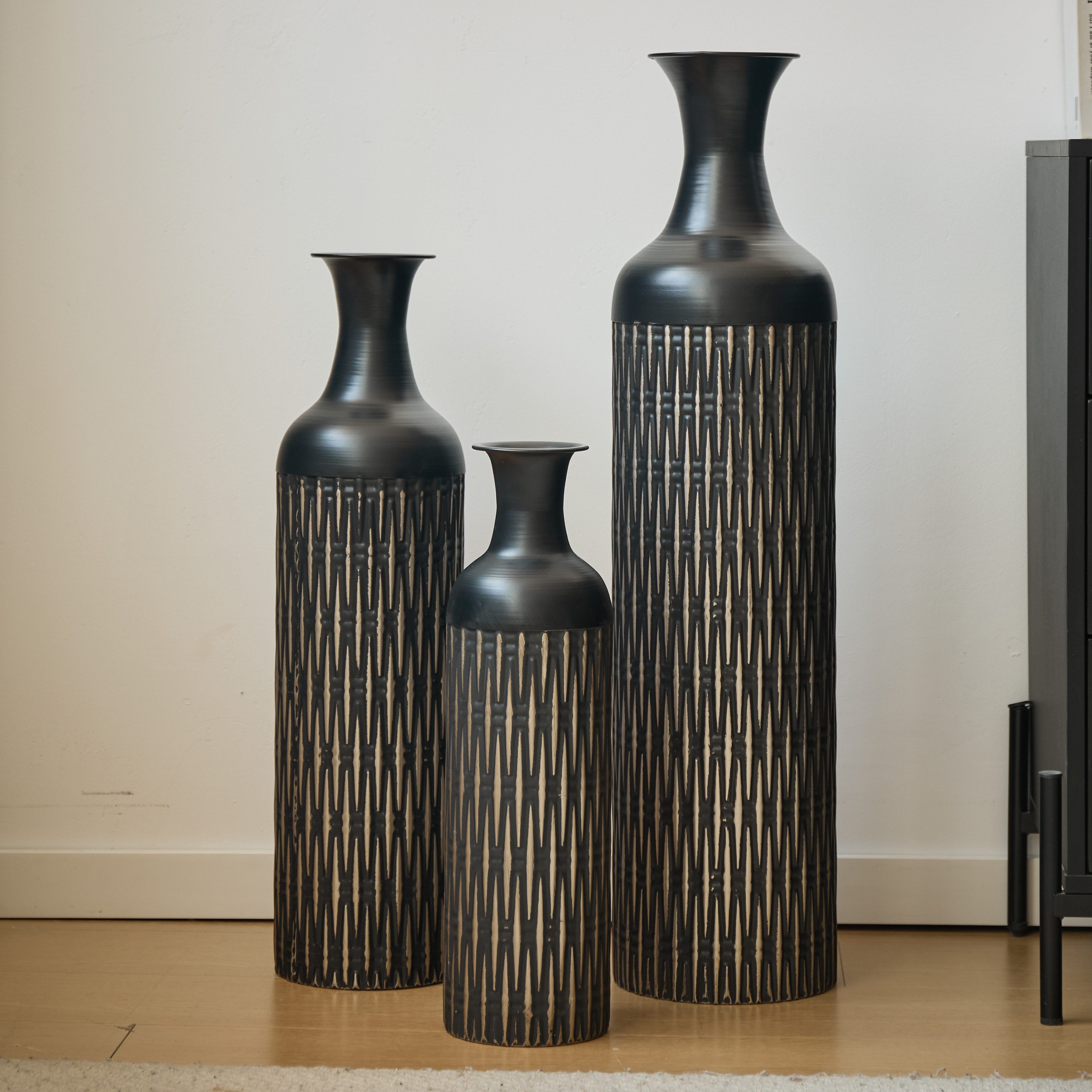 Celya Bodenvase Boden bis zur Decke reichende Vase – 83/65/50 cm hohes Meta günstig online kaufen