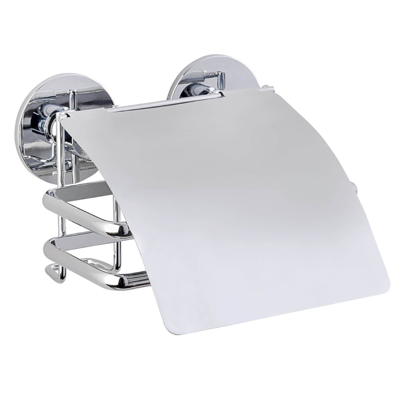 WENKO Toilettenpapierhalter Toiletten Papier Rollen Deckel Wand Halter Edelstahl ohne Bohren