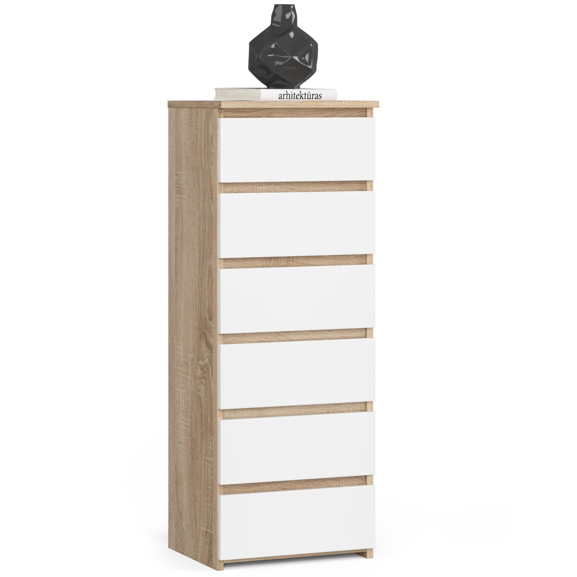 Kommode mit 6 Schubladen 40 cm breit Holz Schrank