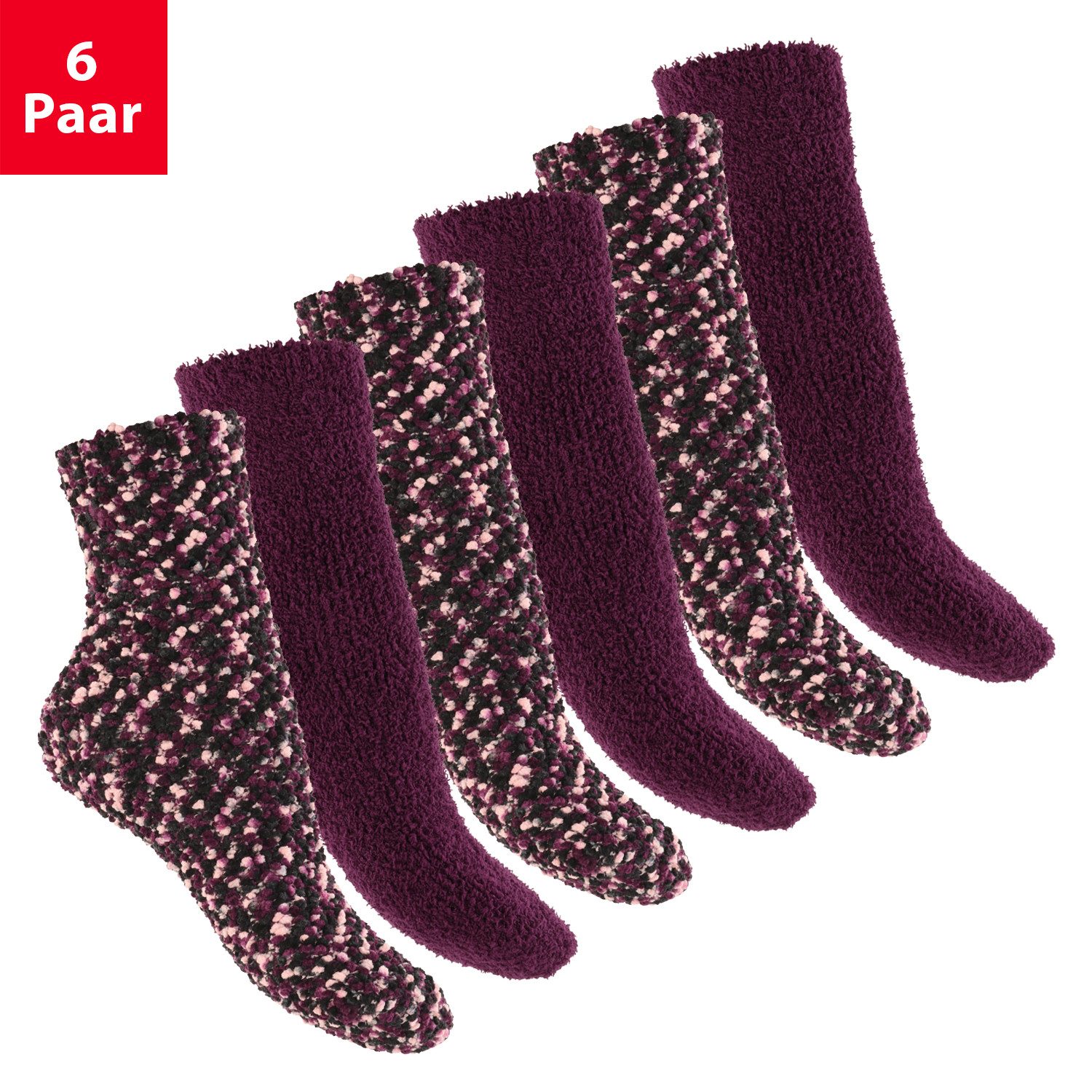 Footstar Мягкие носочки Plüschsocken für Damen & Herren Носки (6 Paar)