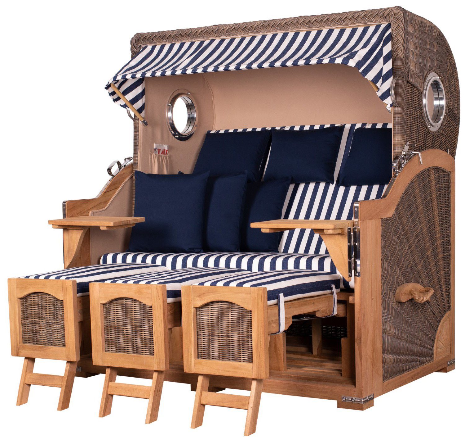 bene living Strandkorb Ammersee 3Sitzer Teak PE grau Modell 518