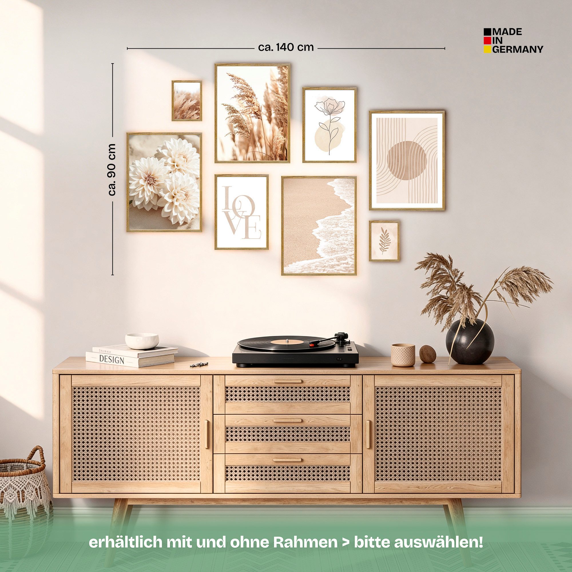 ARTFAVES Bilder-Collage Poster Set Beige Softness I mehrteilige Bilderwand I Wandbilder Beige, (Wandbilder modern, 8 St) – Bild 4 von 5