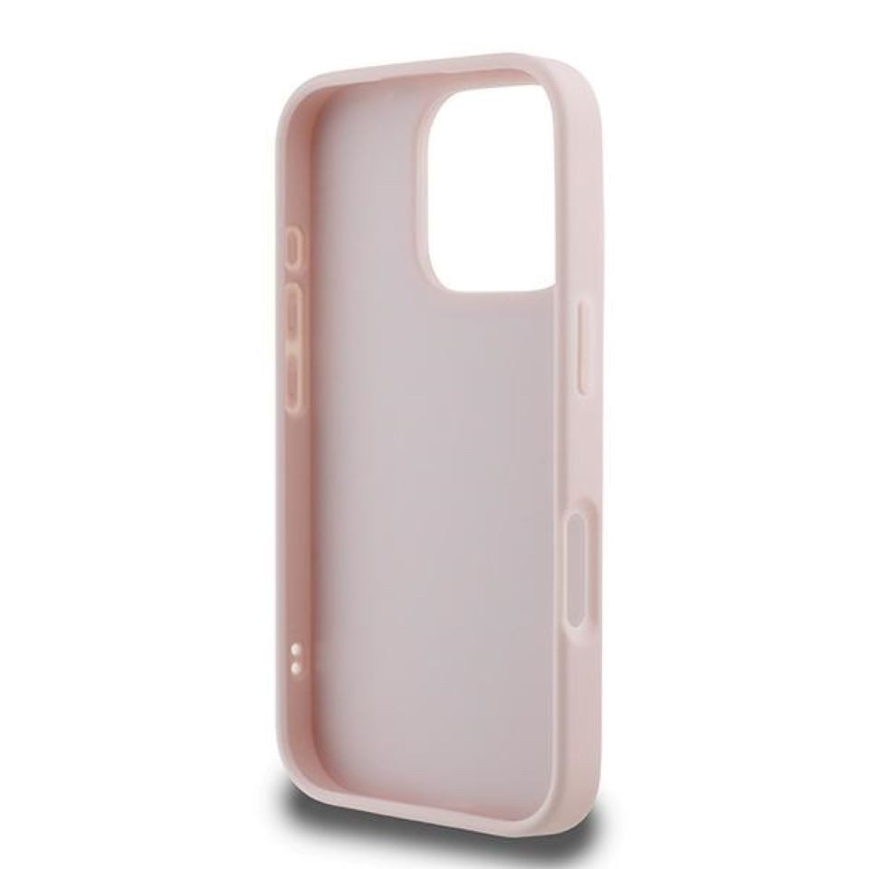 KARL LAGERFELD Handyhülle iPhone 16 Pro Max Kunstleder rosa Logo goldfarbig 6,9 Zoll, Kantenschutz