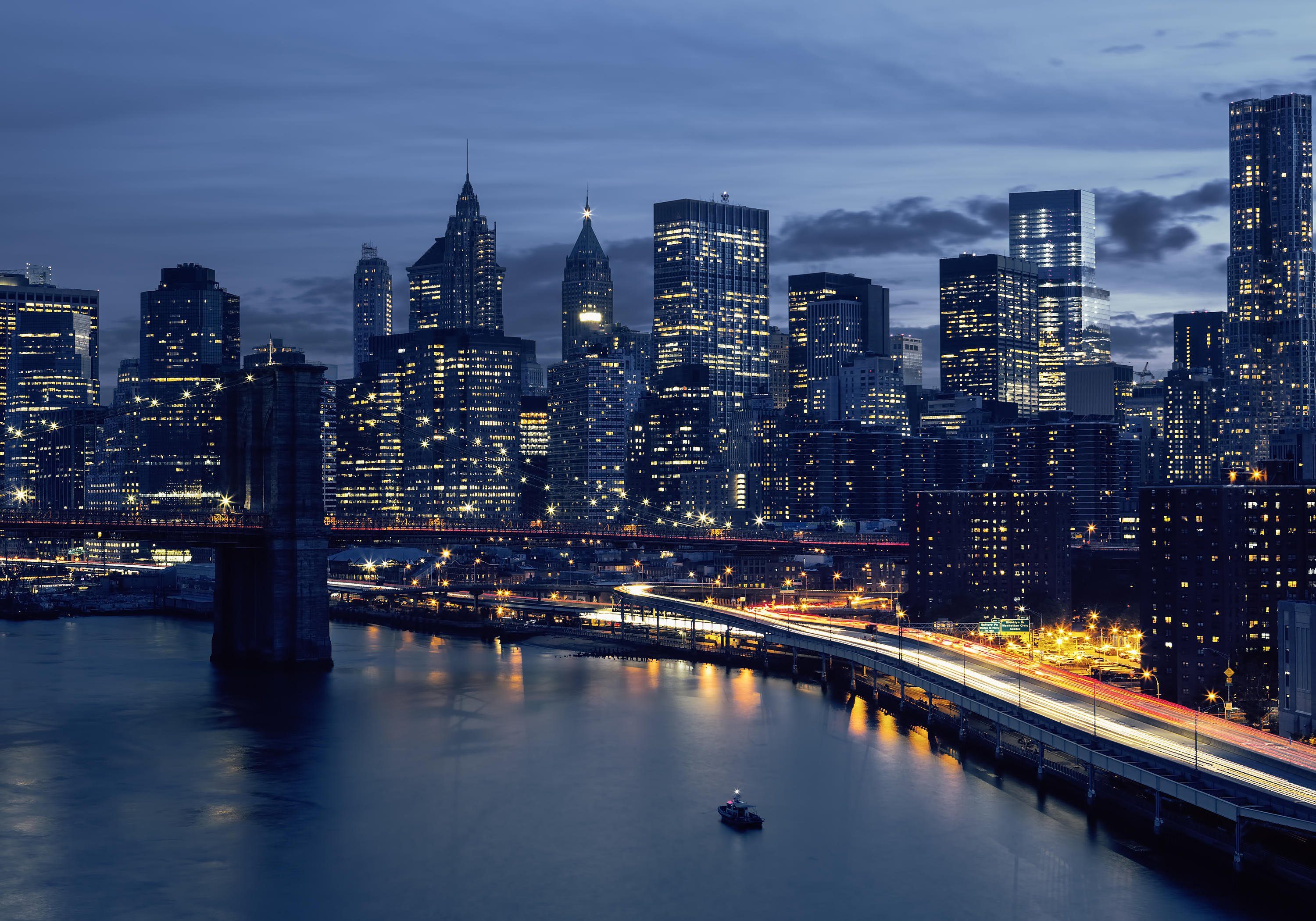 wandmotiv24 Fototapete Skyline der Innenstadt von New York, glatt, Wandtapete, Motivtapete, matt, Vliestapete
