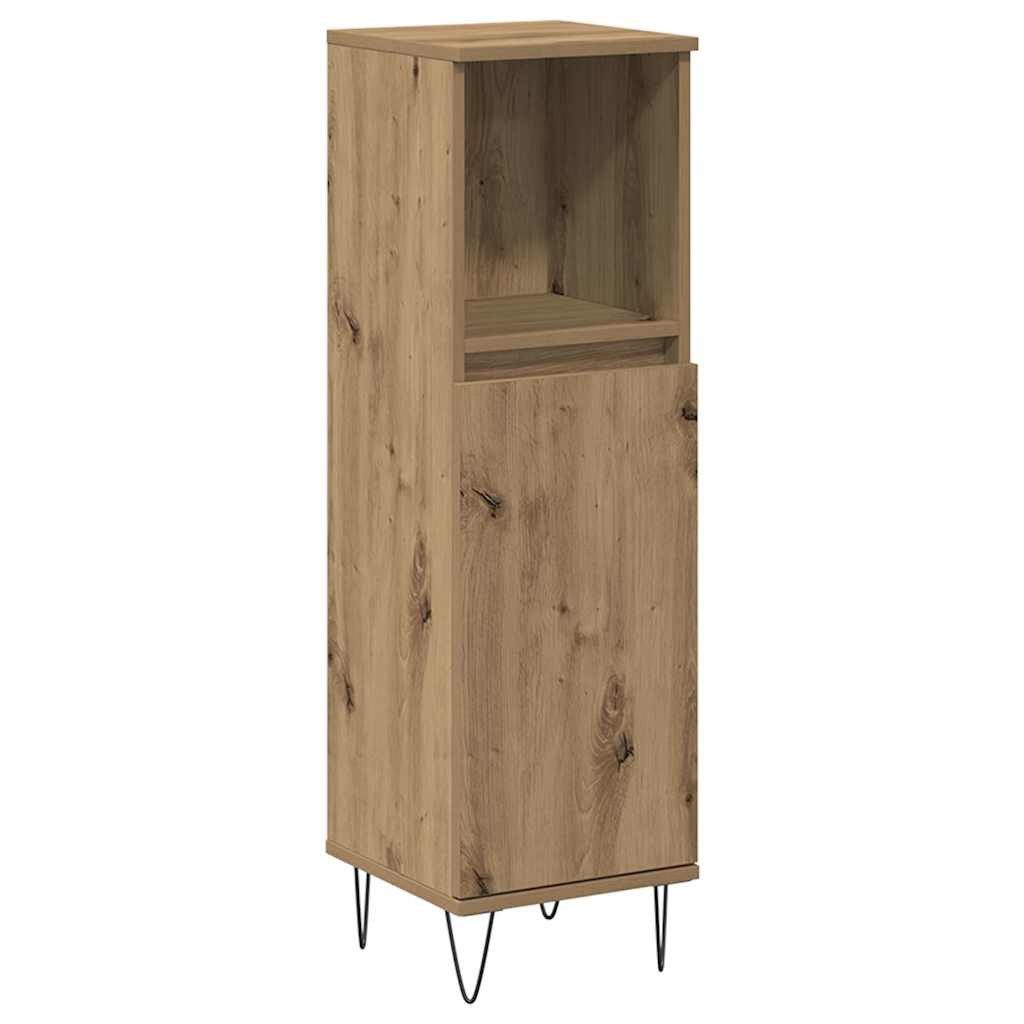 vidaXL Badezimmer-Set Badschrank Artisan-Eiche 30x30x100 cm Holzwerkstoff, (1-St)