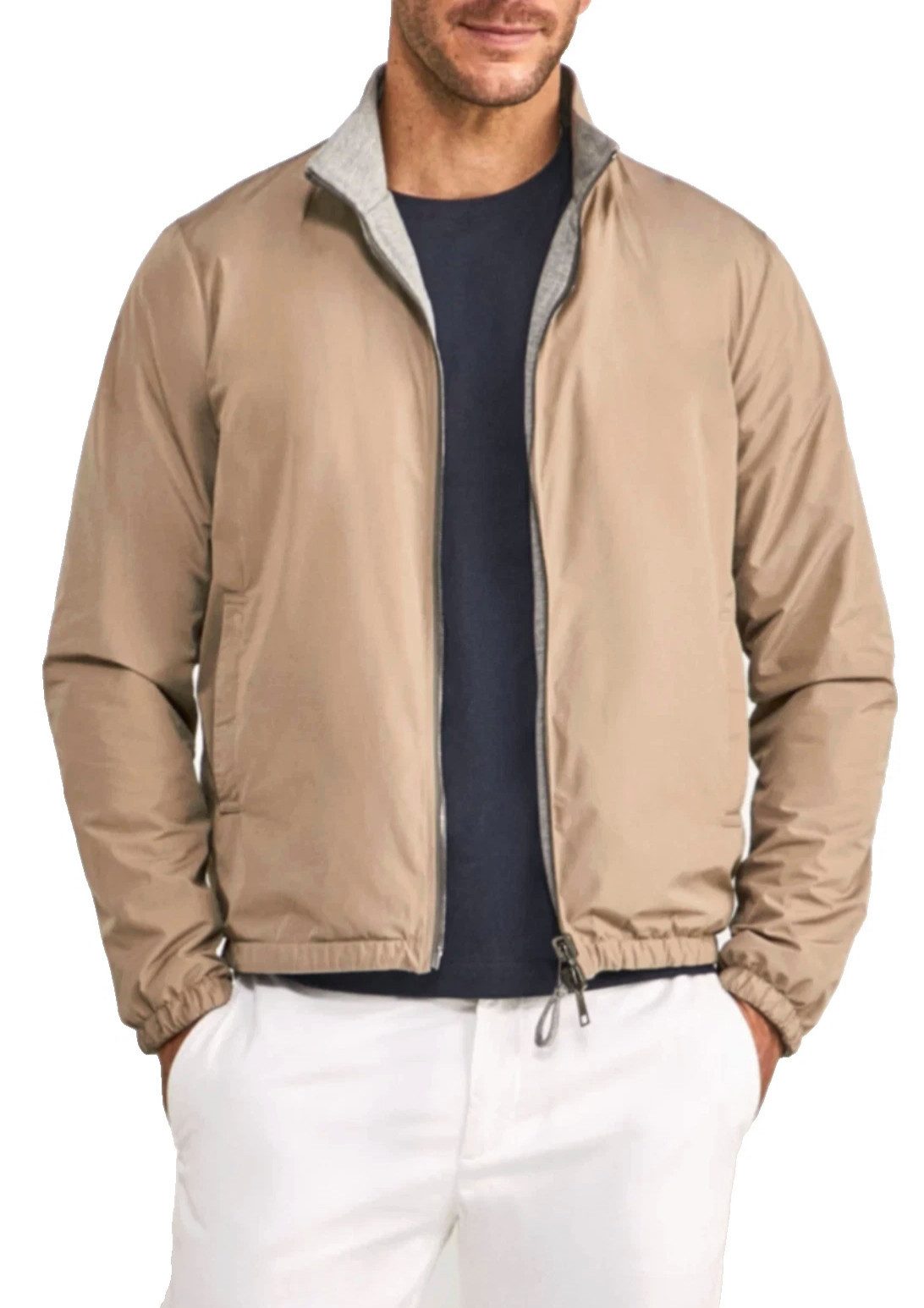 faconnable Wendejacke Herren Hybrid 2-in-1 Blouson Jersey Bomberjacke Technischer Jersey-Mix, atmungsaktiv und leicht