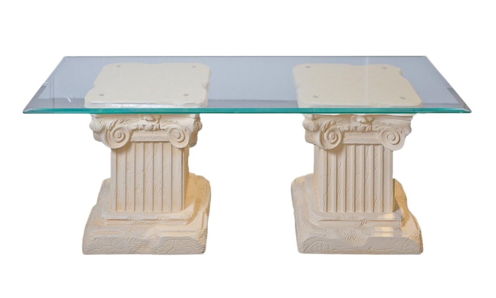 Antikes Wohndesign Couchtisch Glastisch Beistelltisch Couchtisch Römertisch Säulentisch 125cmx50cm