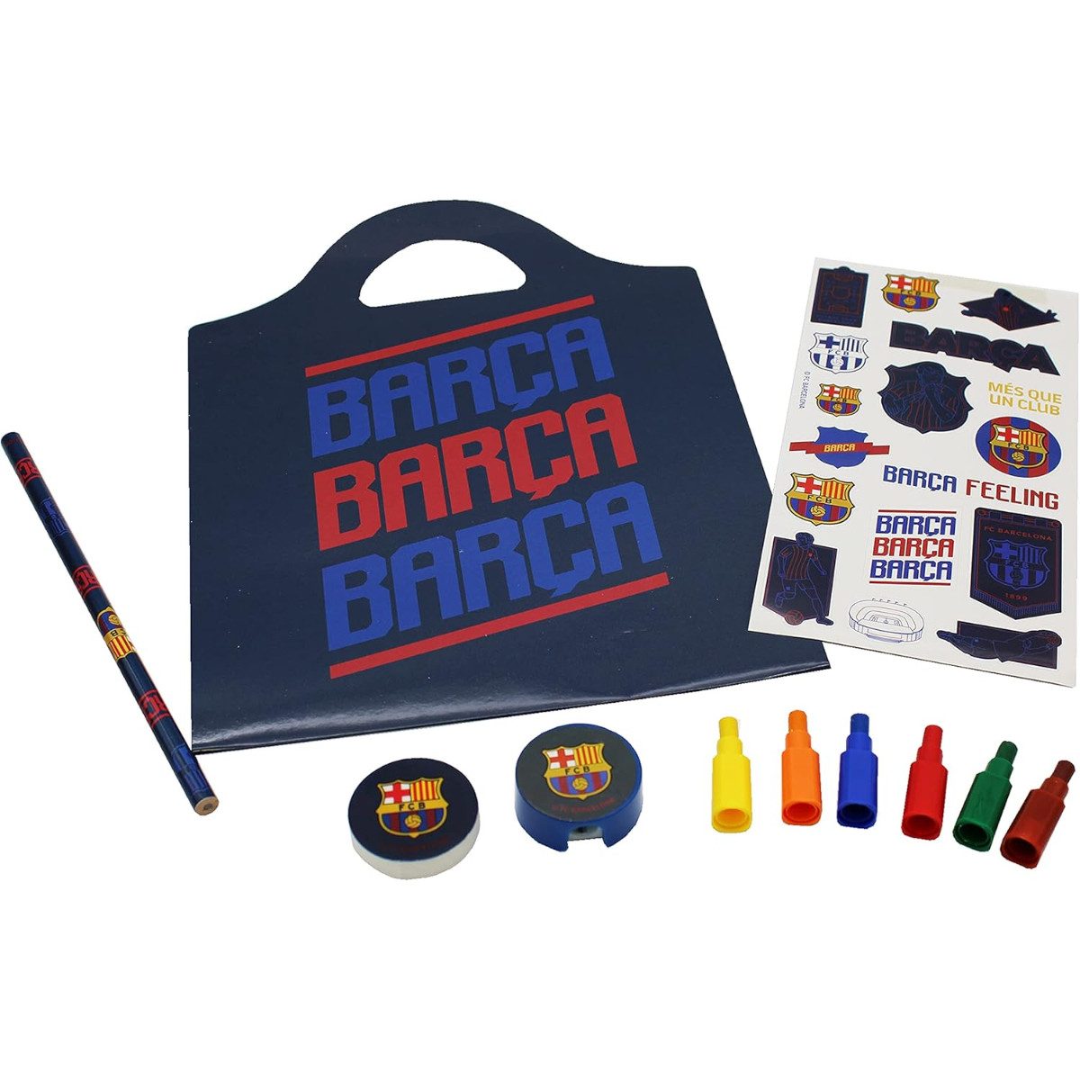 FC Barcelona Notizblock Schreibset mit Malbuch, Stiften und Aufklebern