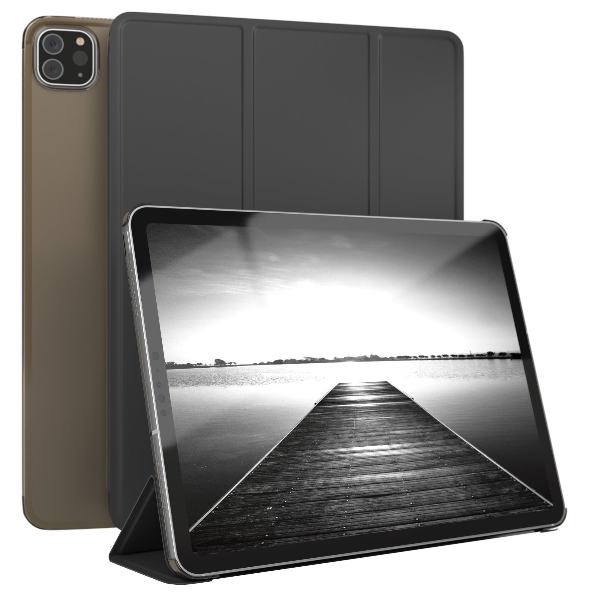 EAZY CASE Tablet-Hülle Smart Case für iPad Pro 11" 1. 2. 3. 4. Generation 11 Zoll, Hülle mit Standfunktion Tablet Klapphülle Anti-Kratz Tasche Schwarz