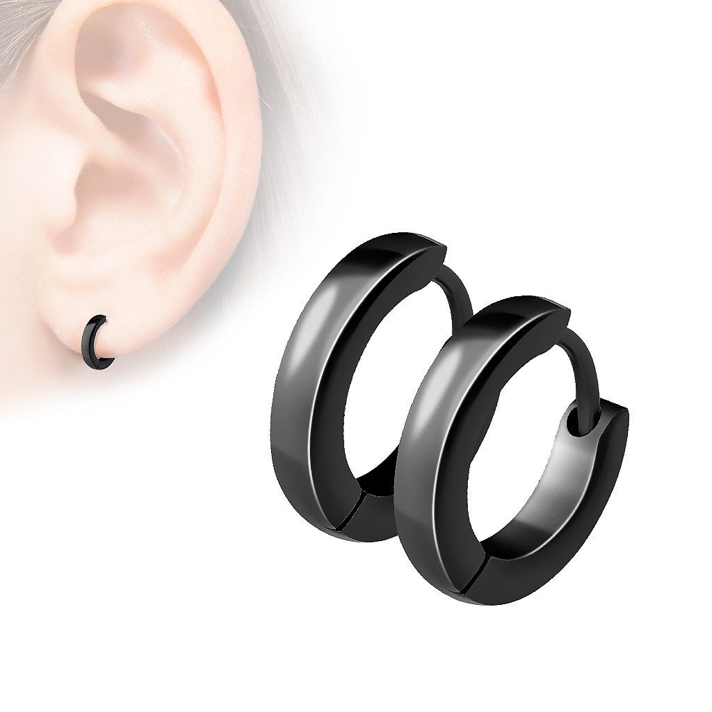 Taffstyle Paar Creolen Klassische Ohrringe Creolen Huggie Hoops Klapp Verschluss Unisex (Elegante Creolen in 5 Farben aus Chirurgenstahl), Schmuck Ohrringe Creolen Frauen Damen Schmuck Geschenke zum Geburtstag