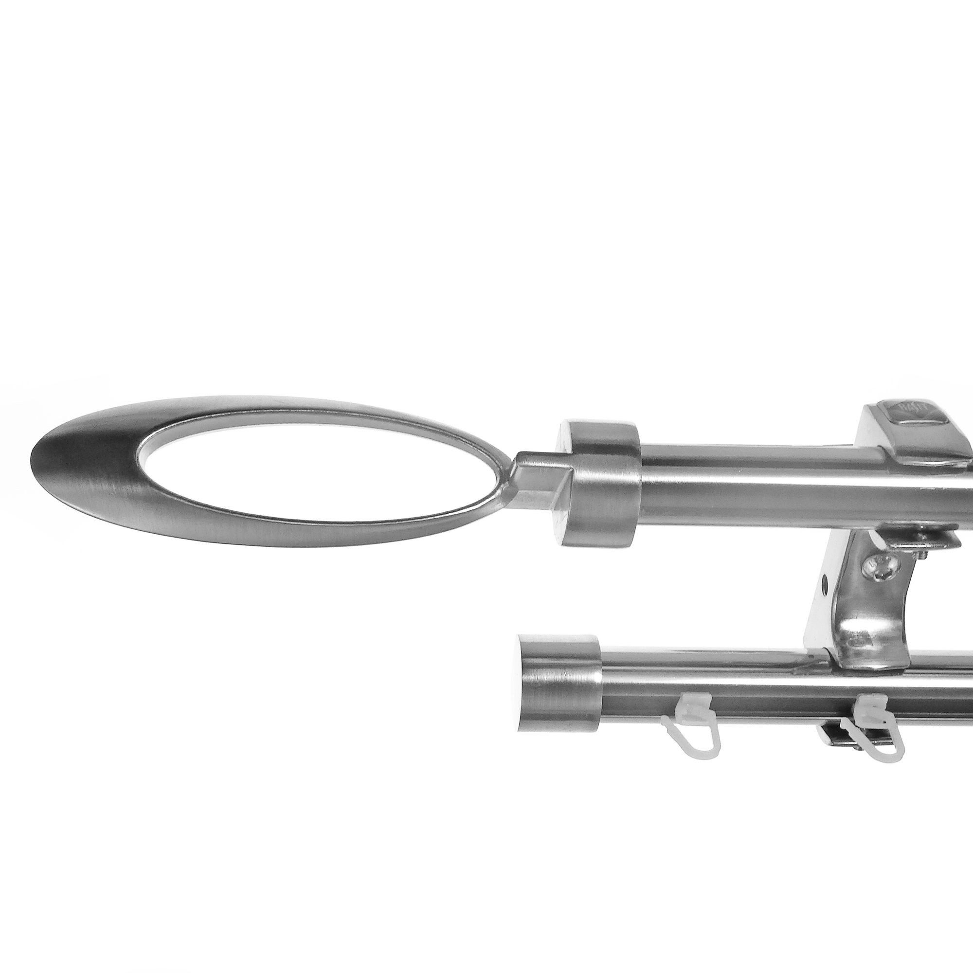 BASIT Gardinenstange Rohr und Innenlauf Edelstahloptik 20mm mit Deckenträgern 120 cm E85, Ø 20 mm, 2-läufig, verschraubt, Metall, D60RI 120 cm E85 Elipse