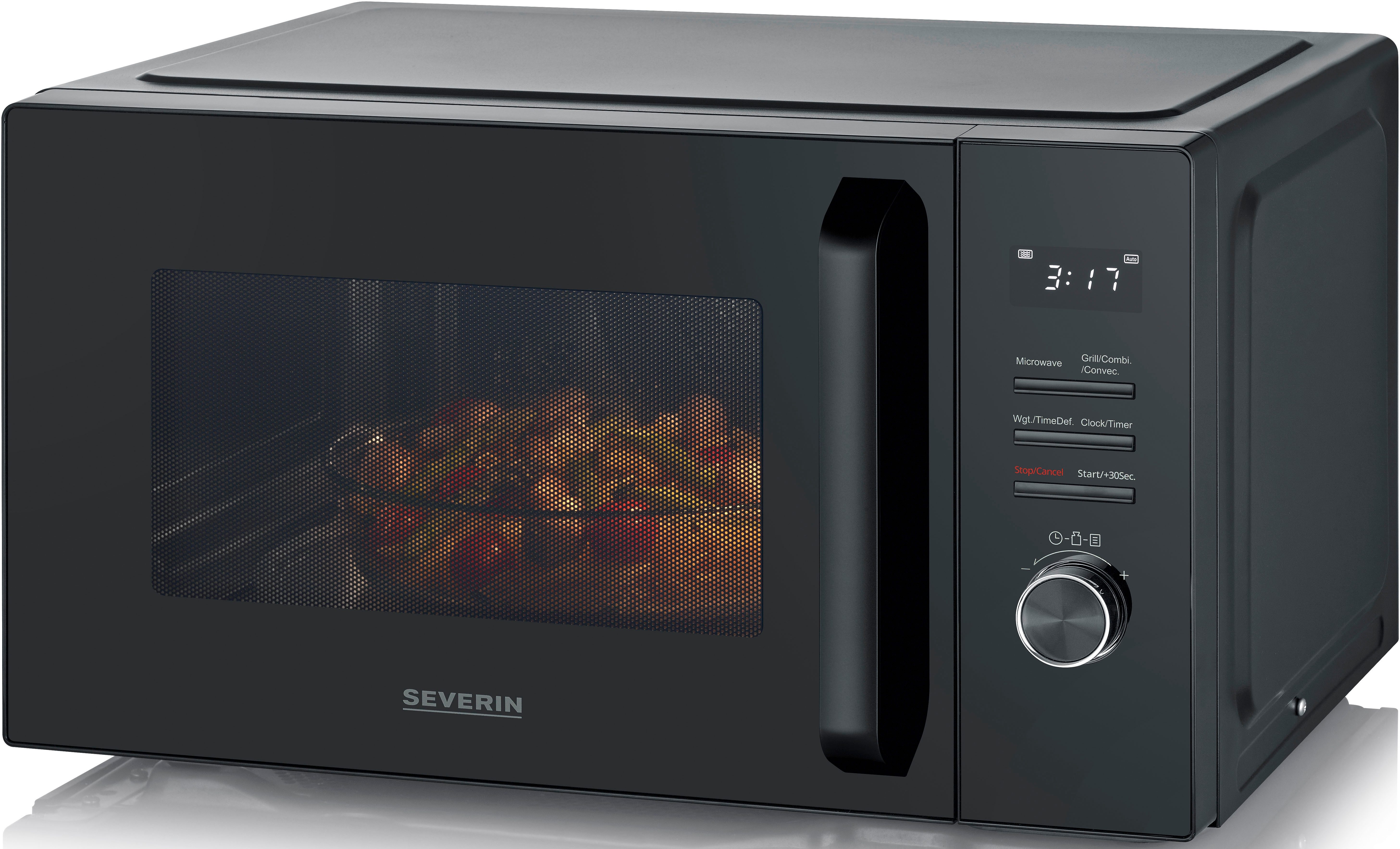 Severin Mikrowelle MW 7798, Grill, Grill und Heißluft, Heißluft, Mikrowelle, 29 l, mit Grill- & Heißluftfunktion, schwarz, Glasdrehteller, 95 min. Timer