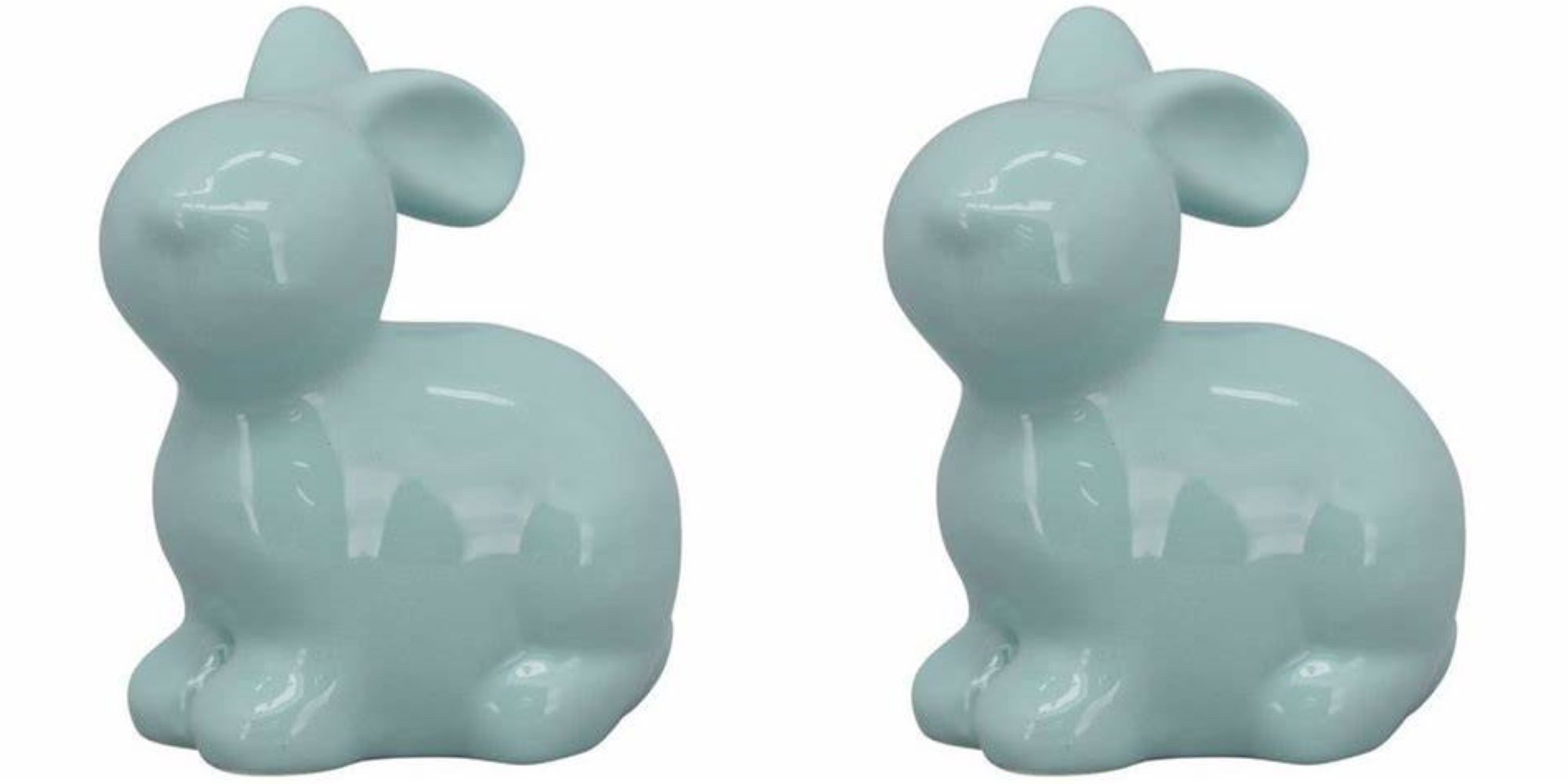 Exner GmbH Garten- & Wohnaccessoires Osterhase Deko Hase 2er Set Blau Pastell Keramik 17,5 cm, 2er Set