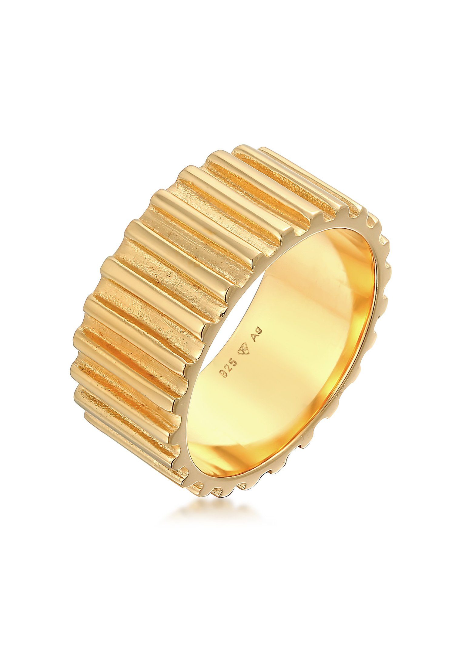 Elli Premium Fingerring Bandring Relief Rillen Trend Breit 925 Silber