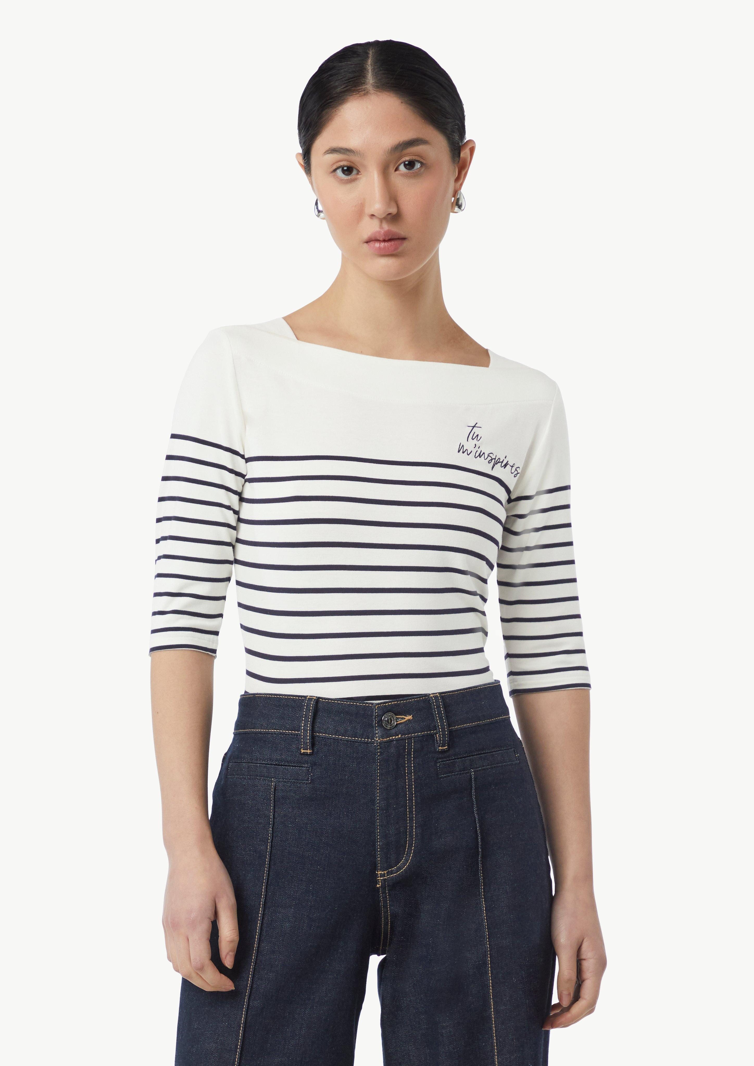 Kurzarmshirt Schmales Ringelshirt aus Viskosemix