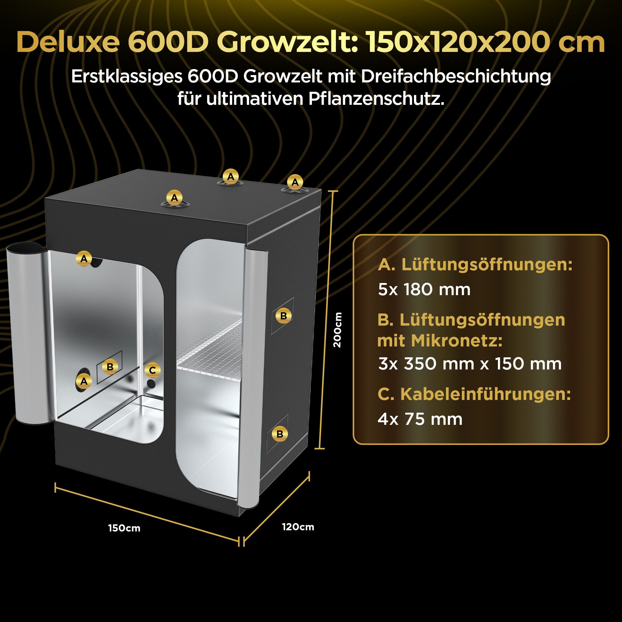 THE HOOKAH Gewächshaus Gewächshaus Grow Box Zelt Growbox Growschrank Growzelt Zuchtschrank