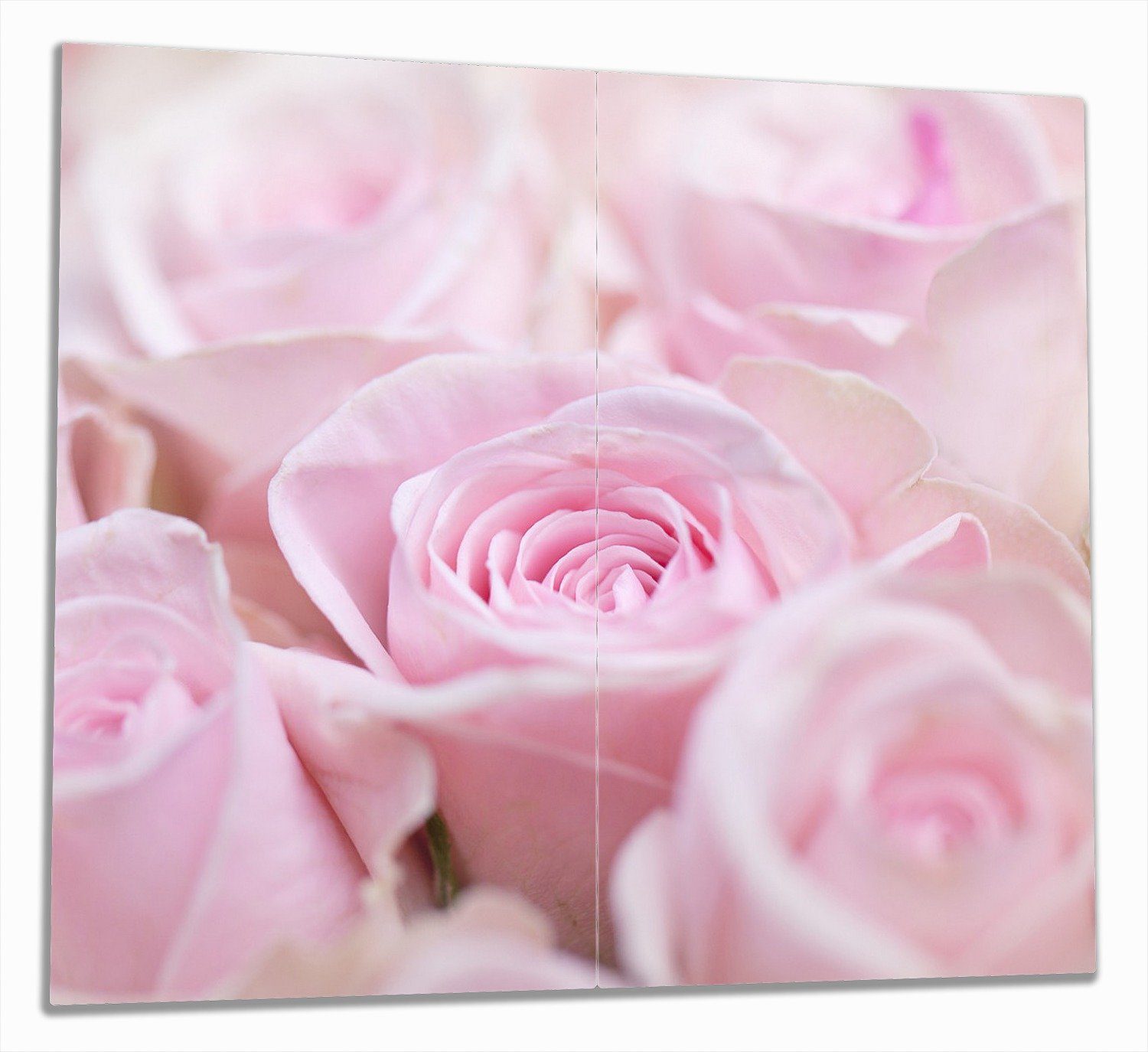 Herd-Abdeckplatte ESG-Sicherheitsglas, Strauß, inkl. Wallario Noppen), Rosenblüten im tlg., Größen 5mm verschiedene Rosafarbene (Glasplatte, 2