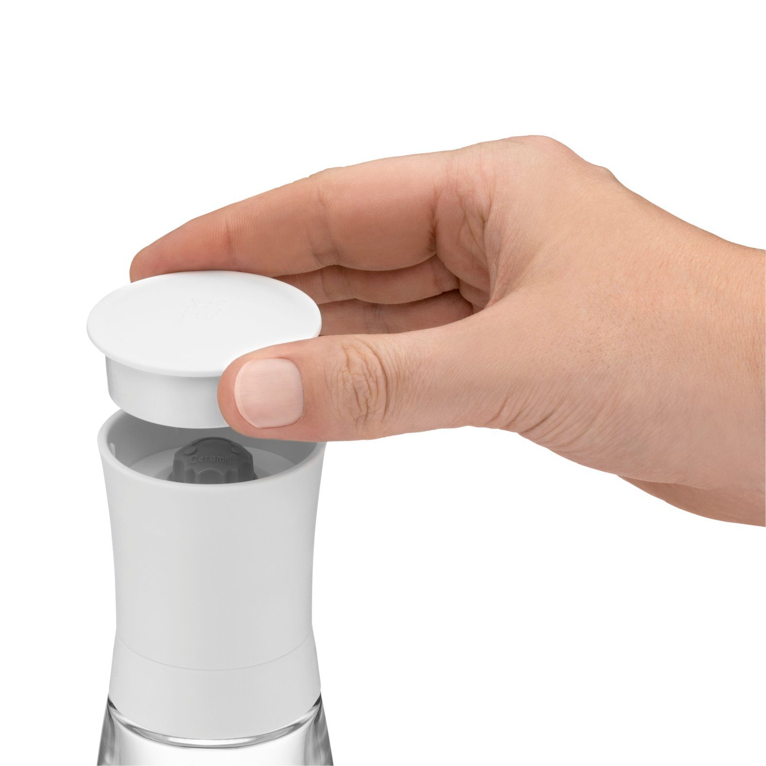 WMF Salz-/Pfeffermühle Trend Gewürzmühle, Weiß, (1 Stück), Gewürzmühle, Keramikmahlwerk, Kunststoff, Glas