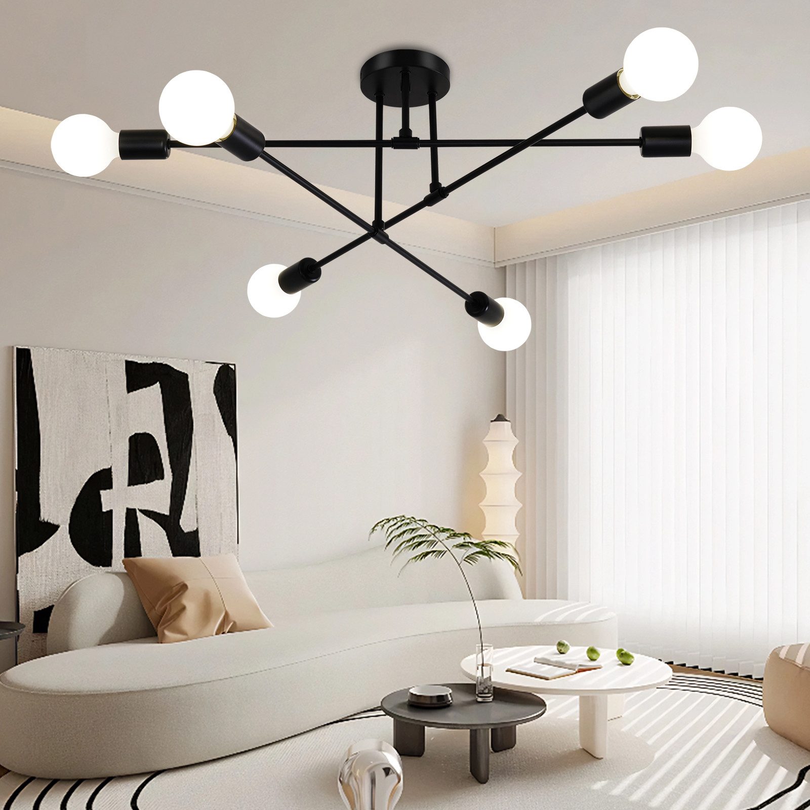 POPOLIC Kronleuchter Sputnik Deckenleuchte,6 Flammig Vintage günstig online kaufen