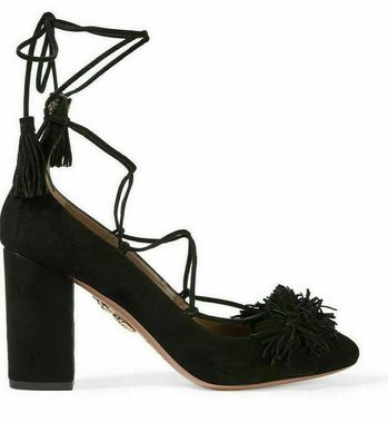 AQUAZURRA AQUAZZURA ICONIC WILD THING 85 SUEDE FRINGED PUMPS SHOES SCHUHE HIGH-H Pumps